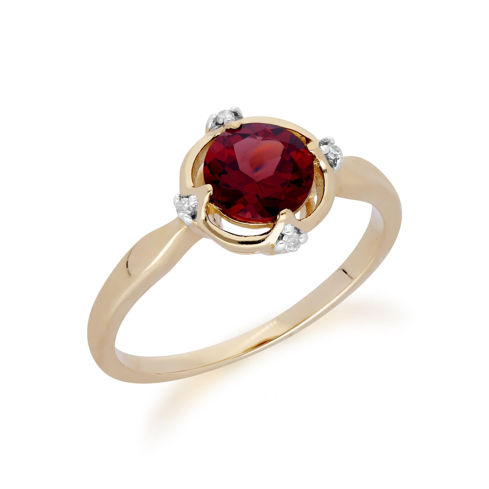 Gemondo 9ct Yellow Gold Halo Mozambique Garnet & Diamond Round Cut Ring Image 2