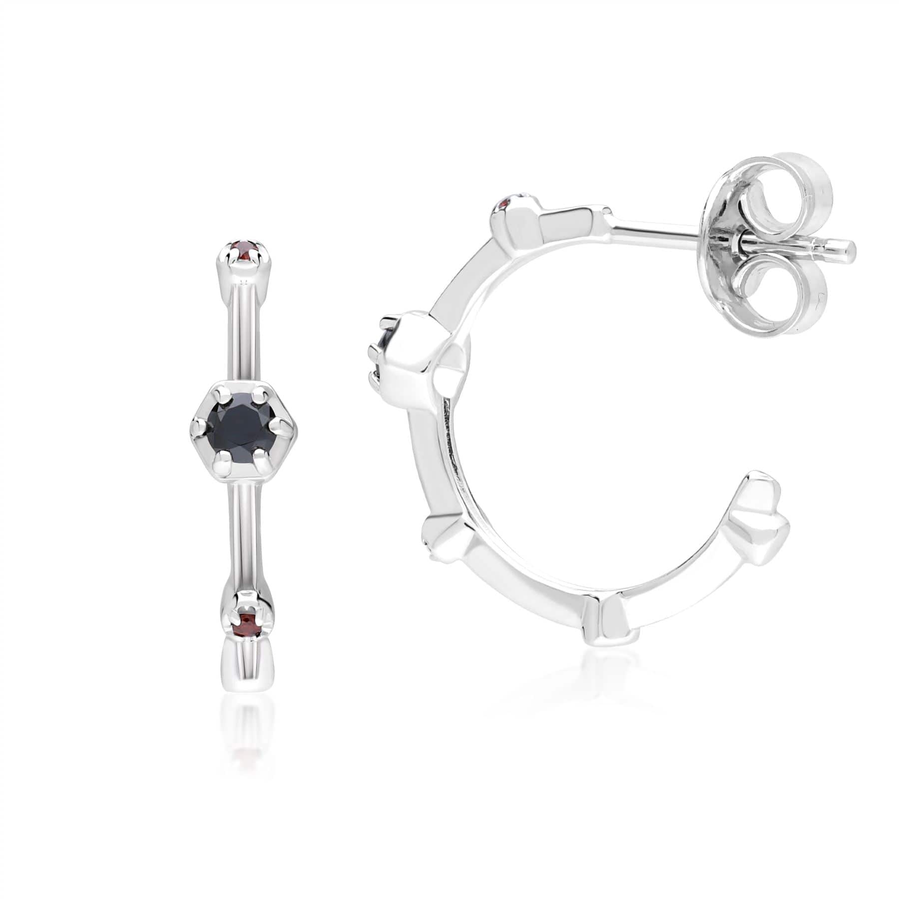 253E322702925 Modern Glam Spinel & Garnet Mini Hoop Earrings In Sterling Silver 2