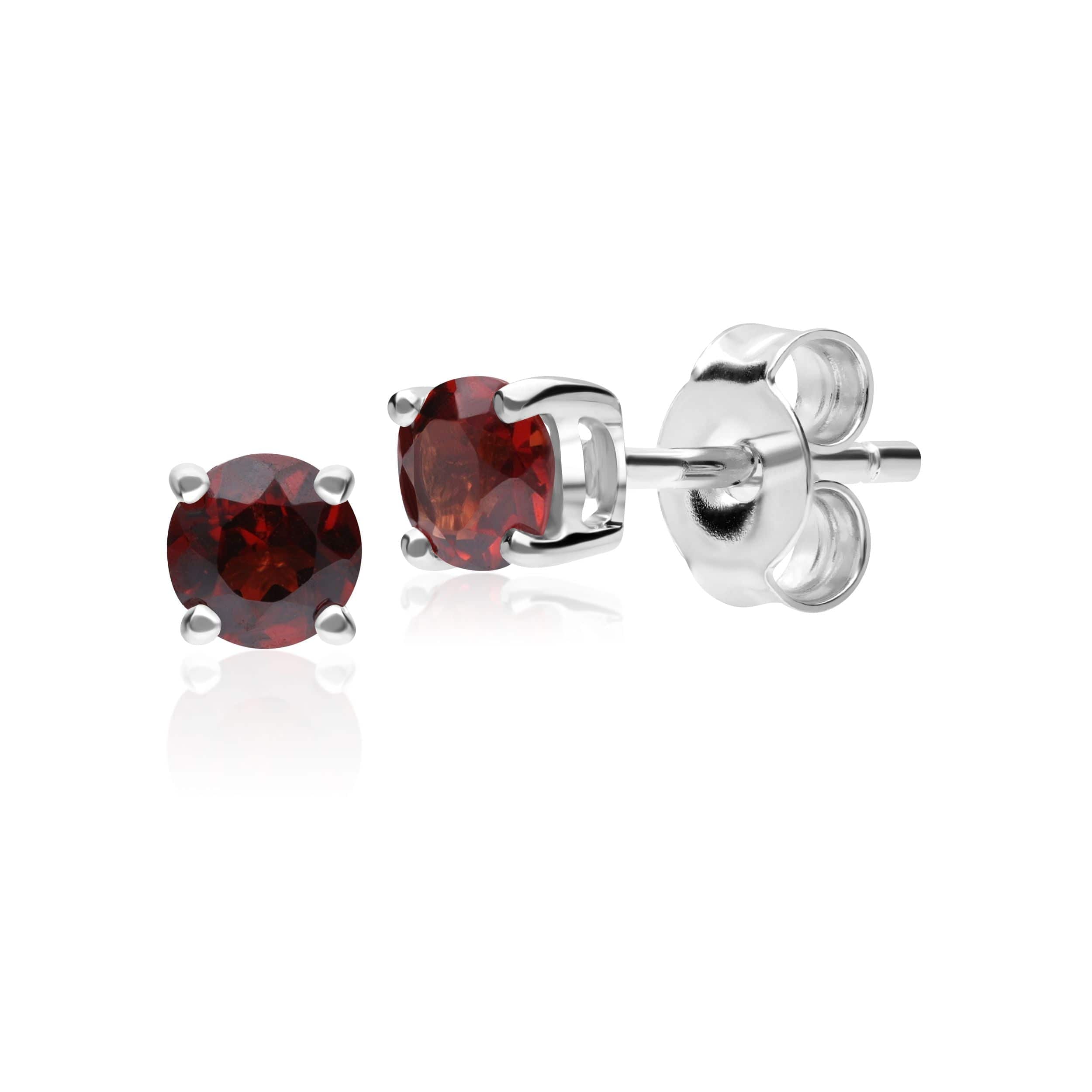 162E0071-01 Gemondo Rhodolite Garnet Round Stud Earrings In 9ct White Gold