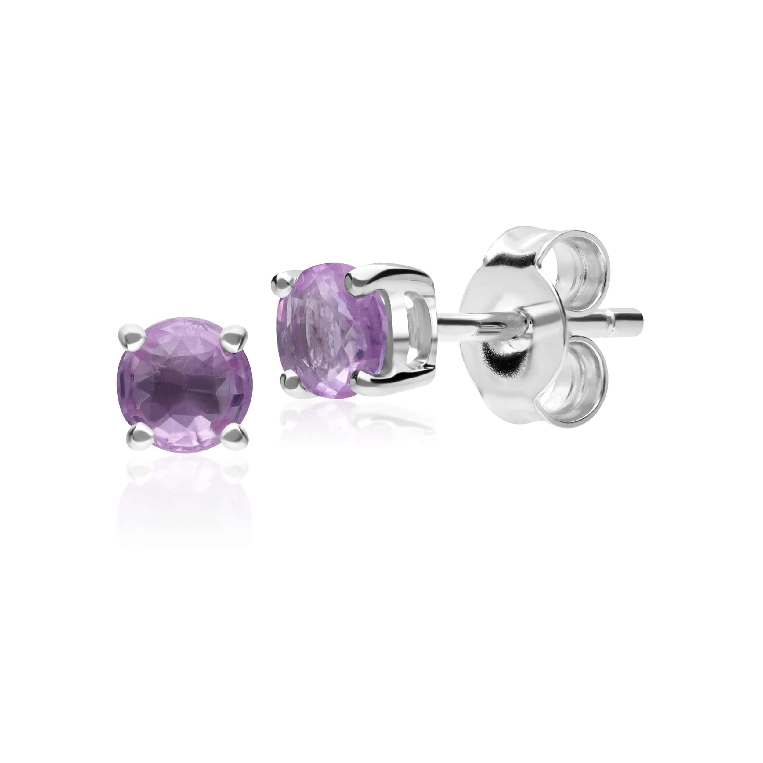 117E0031159 Classic Round Pink Sapphire Stud Earrings in 9ct White Gold 3.5mm 1