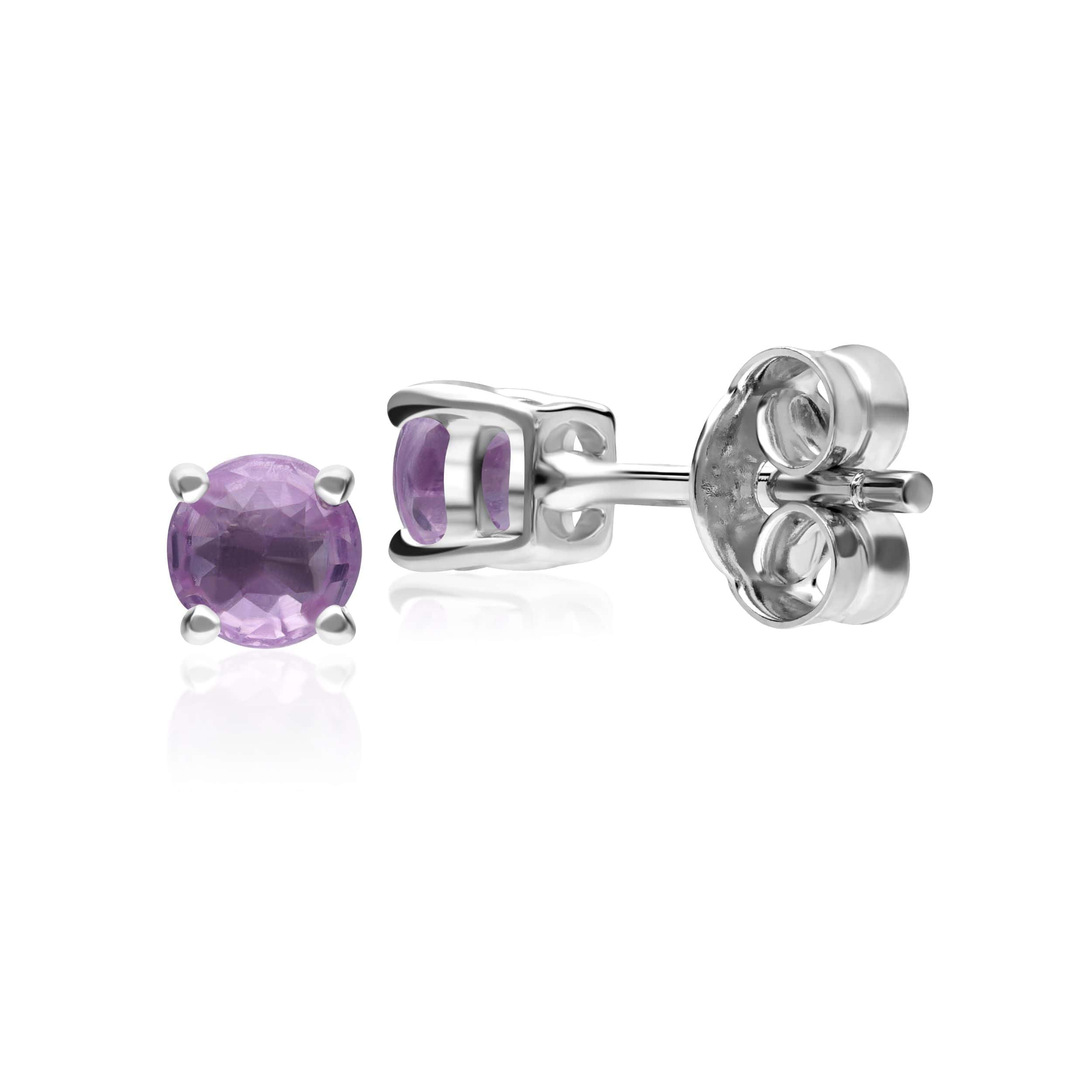 117E0031159 Classic Round Pink Sapphire Stud Earrings in 9ct White Gold 3.5mm 2