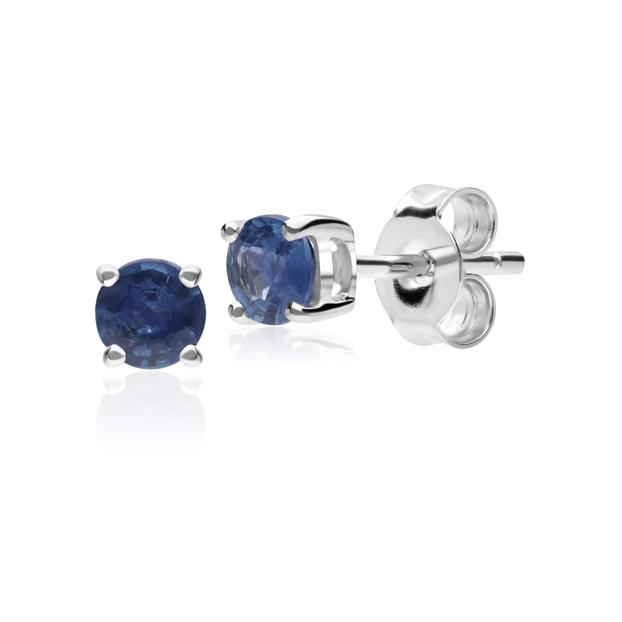 117E0031169 Classic Round Light Blue Sapphire Stud Earrings in 9ct White Gold 3.5mm 1