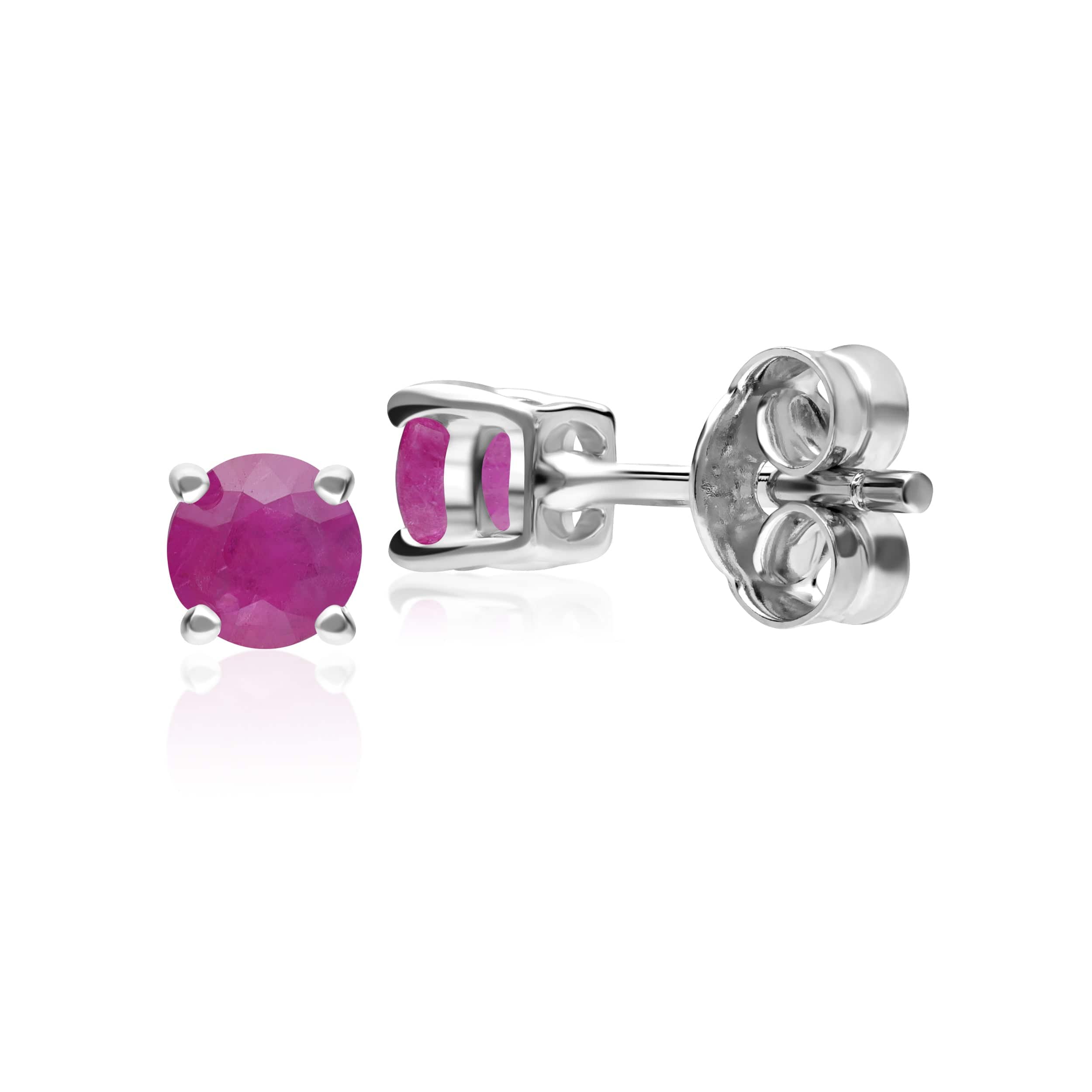 11622 Classic Round Ruby Stud Earrings in 9ct White Gold 2