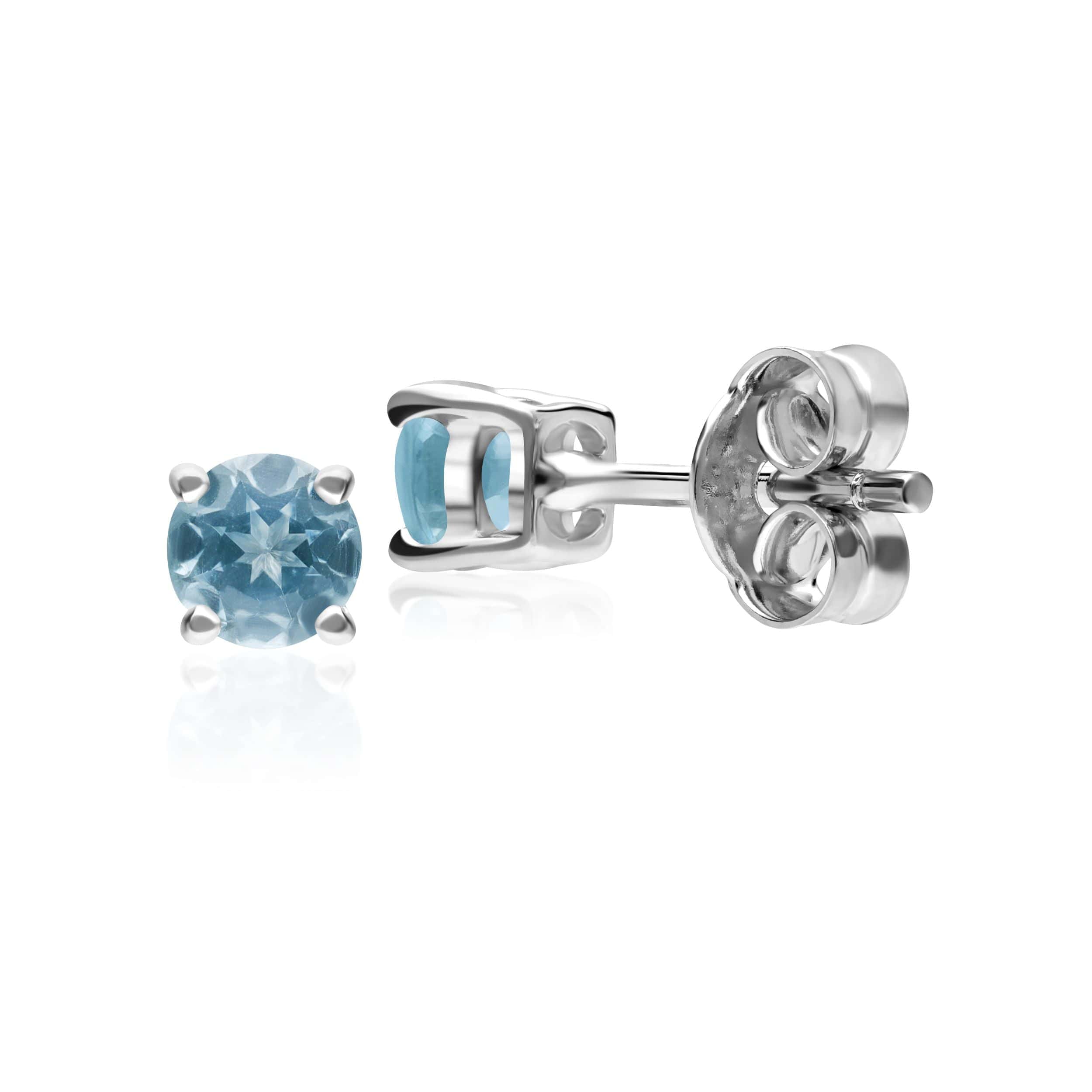 11623 Classic Round Blue Topaz Stud Earrings in 9ct White Gold 2