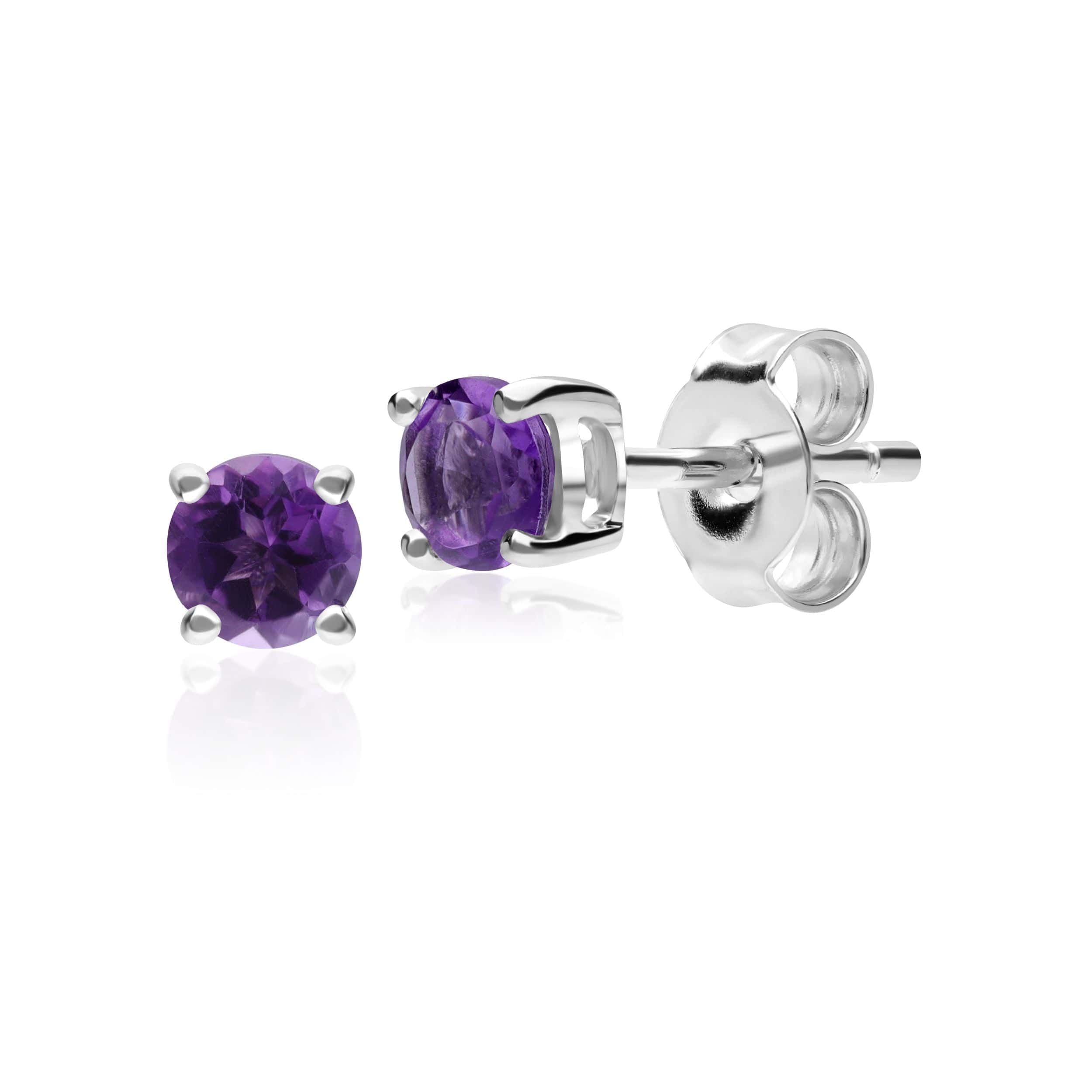 11612 Classic Round Amethyst Stud Earrings in 9ct White Gold 3.5mm 1