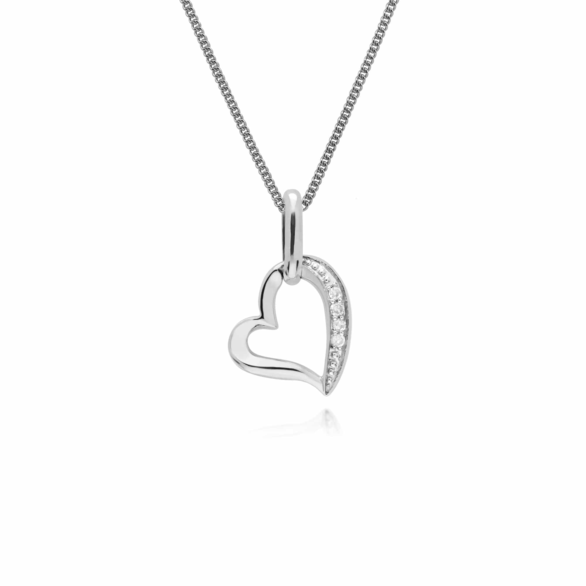 162P0216019 Gemondo 9ct White Gold Diamond Stylish Heart Pendant on 45cm Chain 1