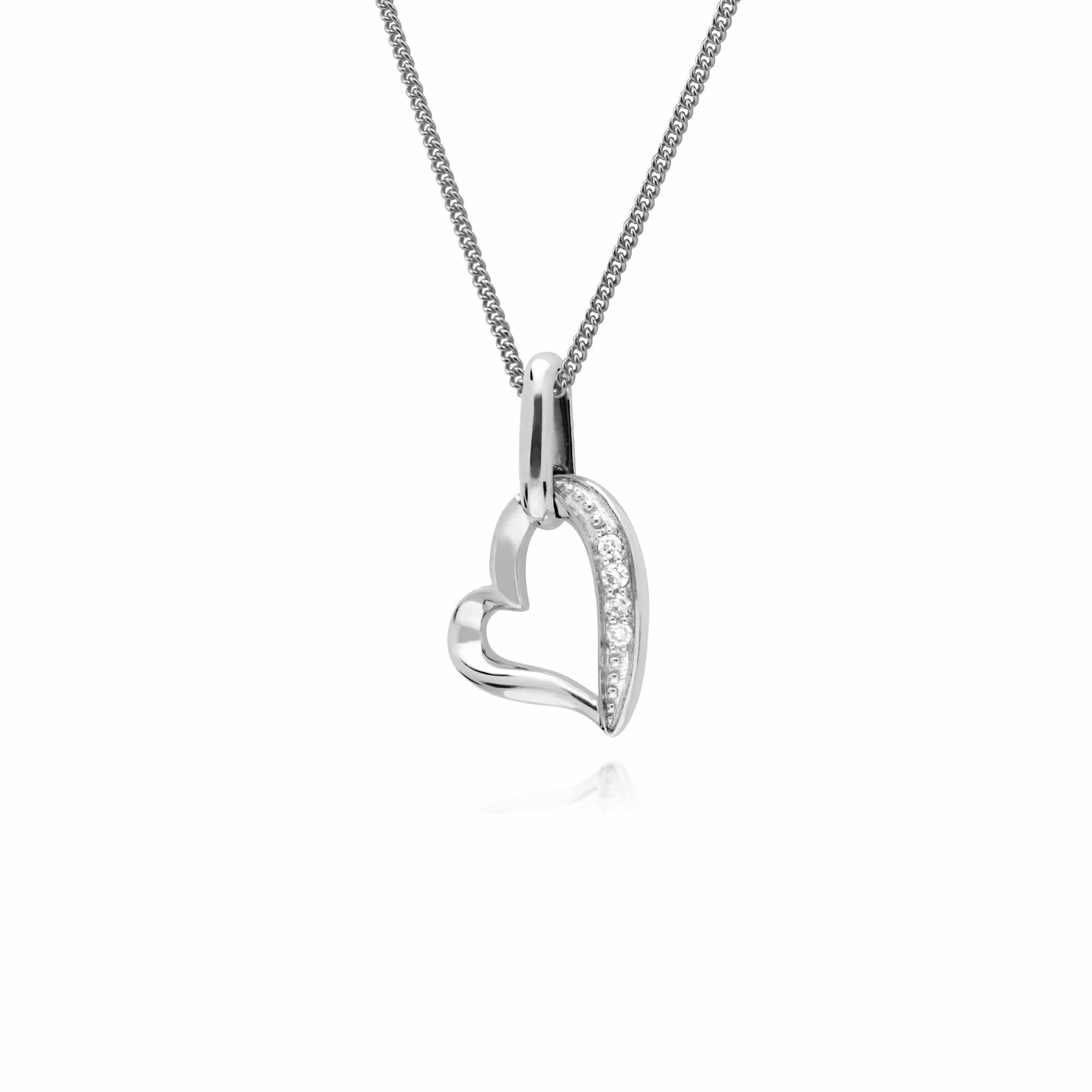 162P0216019 Gemondo 9ct White Gold Diamond Stylish Heart Pendant on 45cm Chain 2