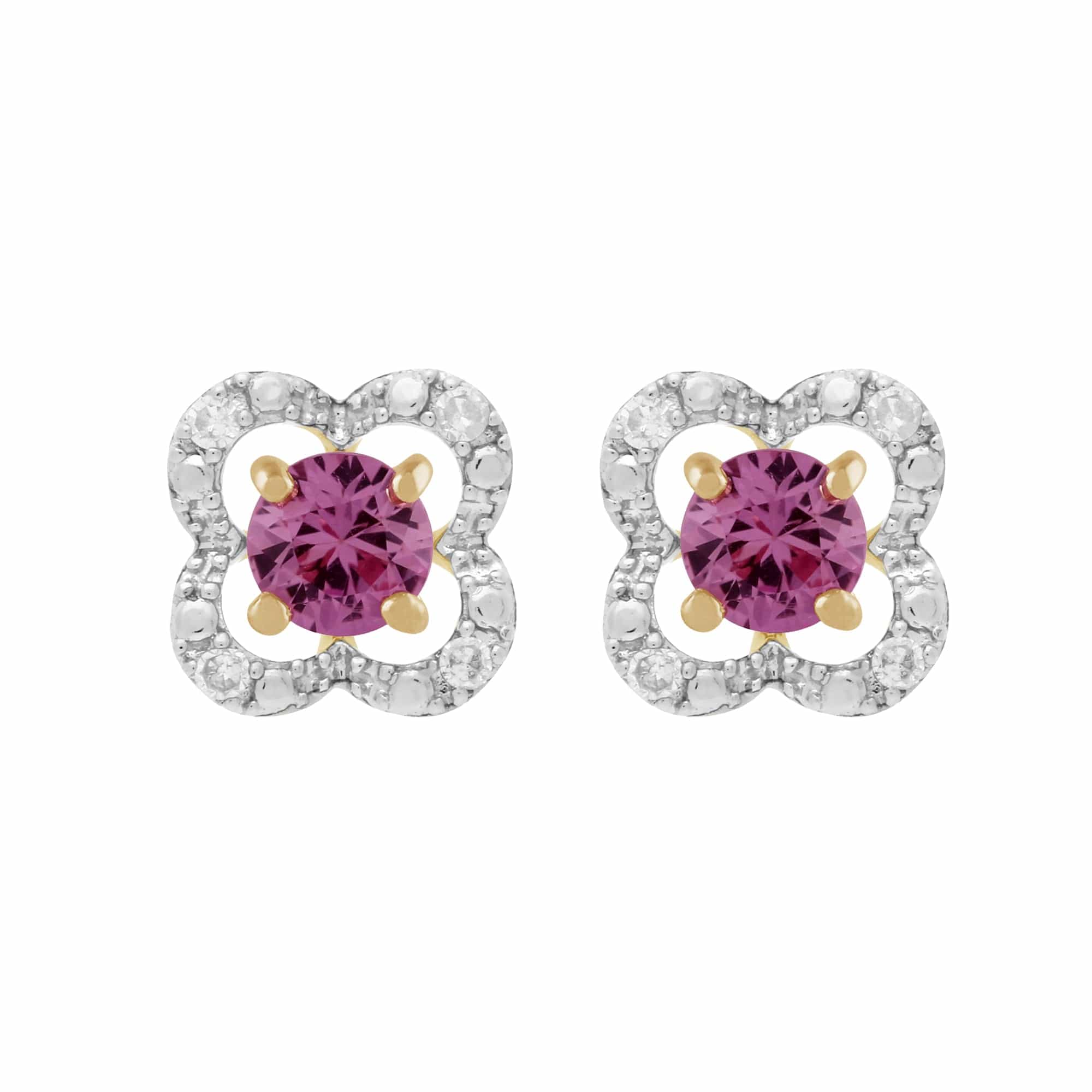 Classic Pink Sapphire Studs & Diamond Floral Ear Jacket Image 1