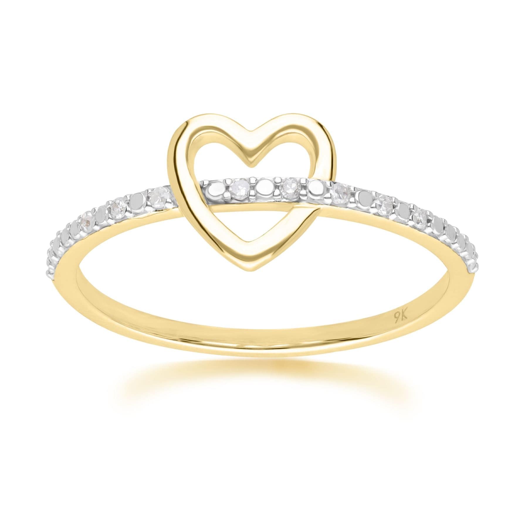 191R0935019 Love Heart Diamond Band Ring in 9ct Yellow Gold Front
