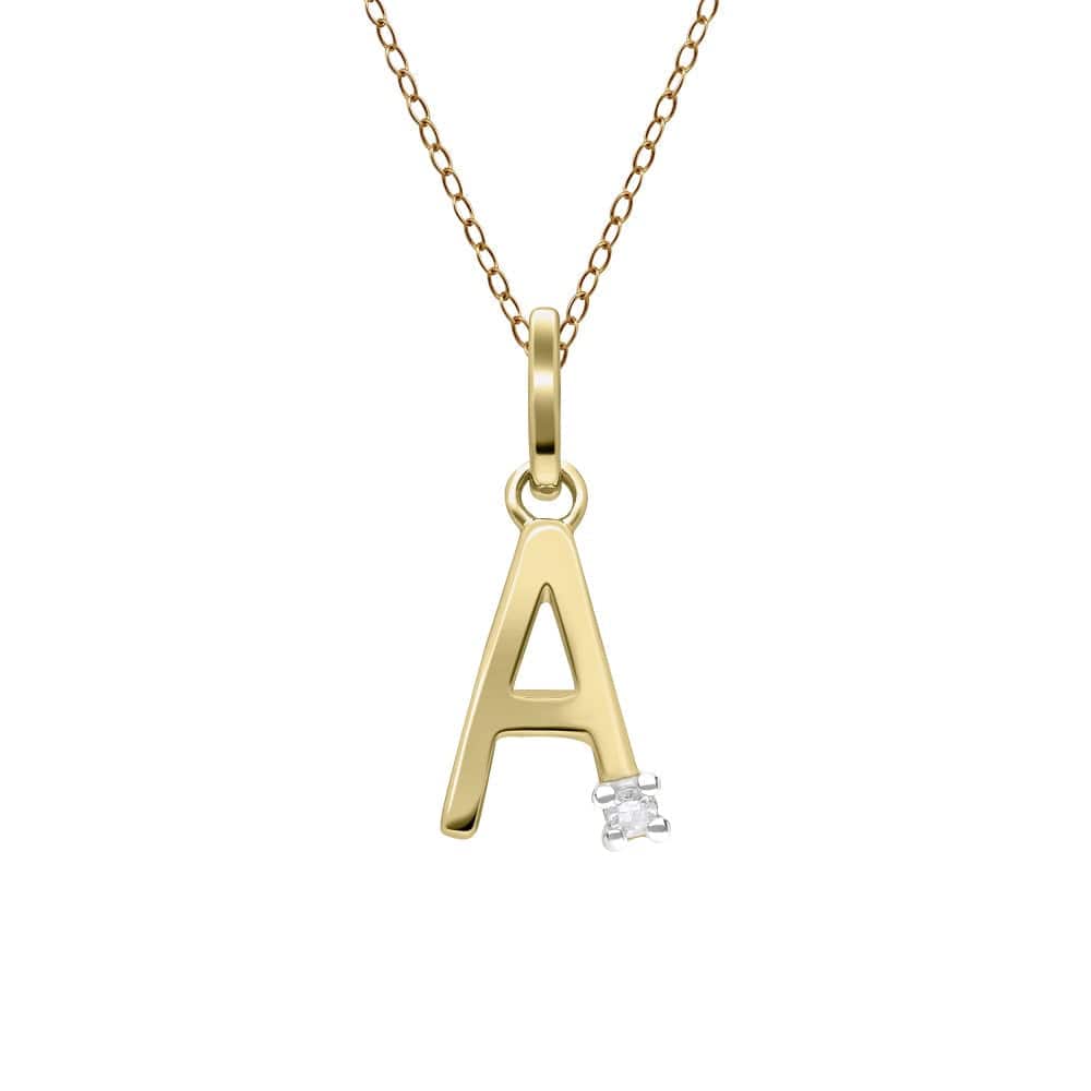 191P0738019 Initial Diamond Letter Necklace In 9ct Yellow Gold 2