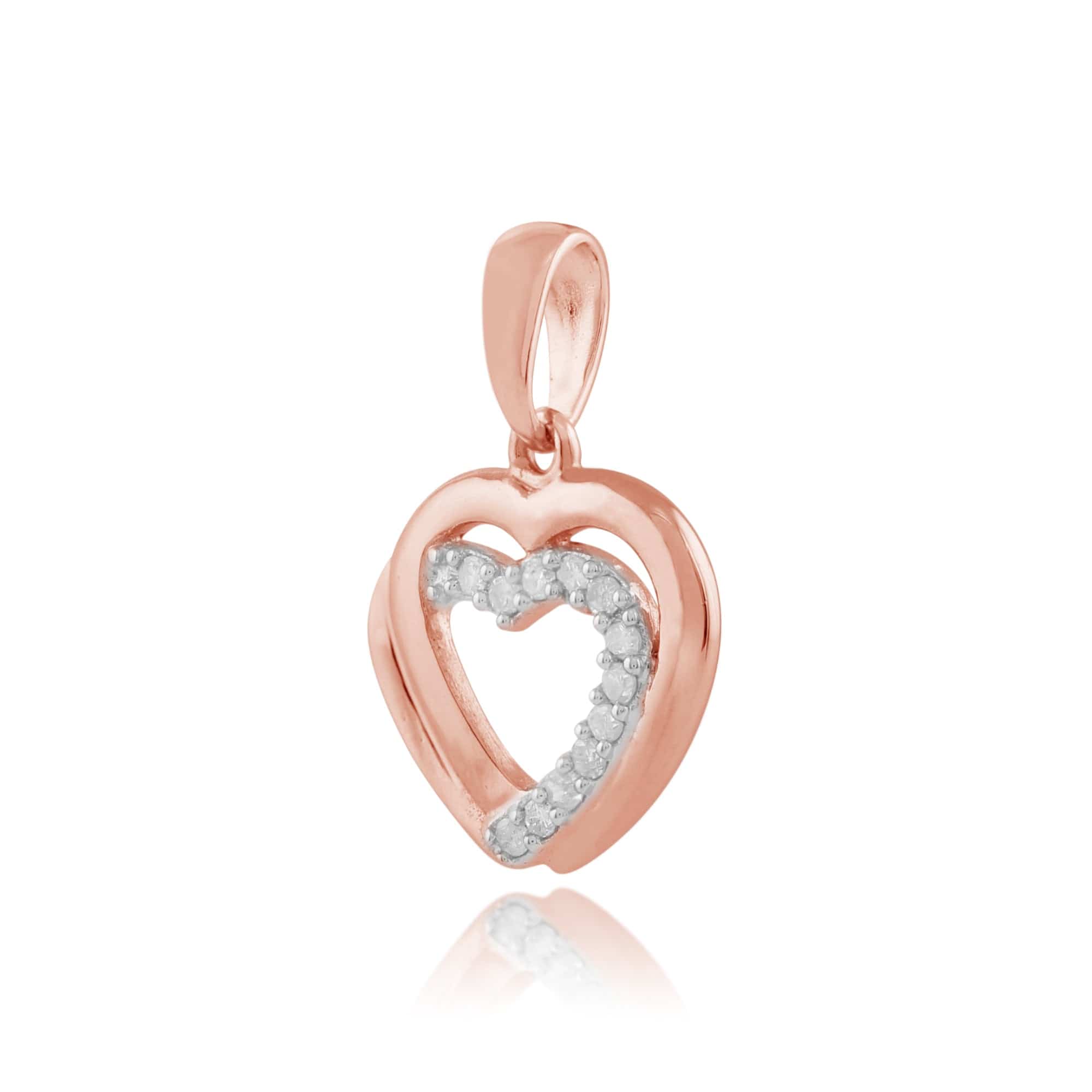 191P0698019 Classic Round Diamond Heart Pendant in 9ct Rose Gold 2