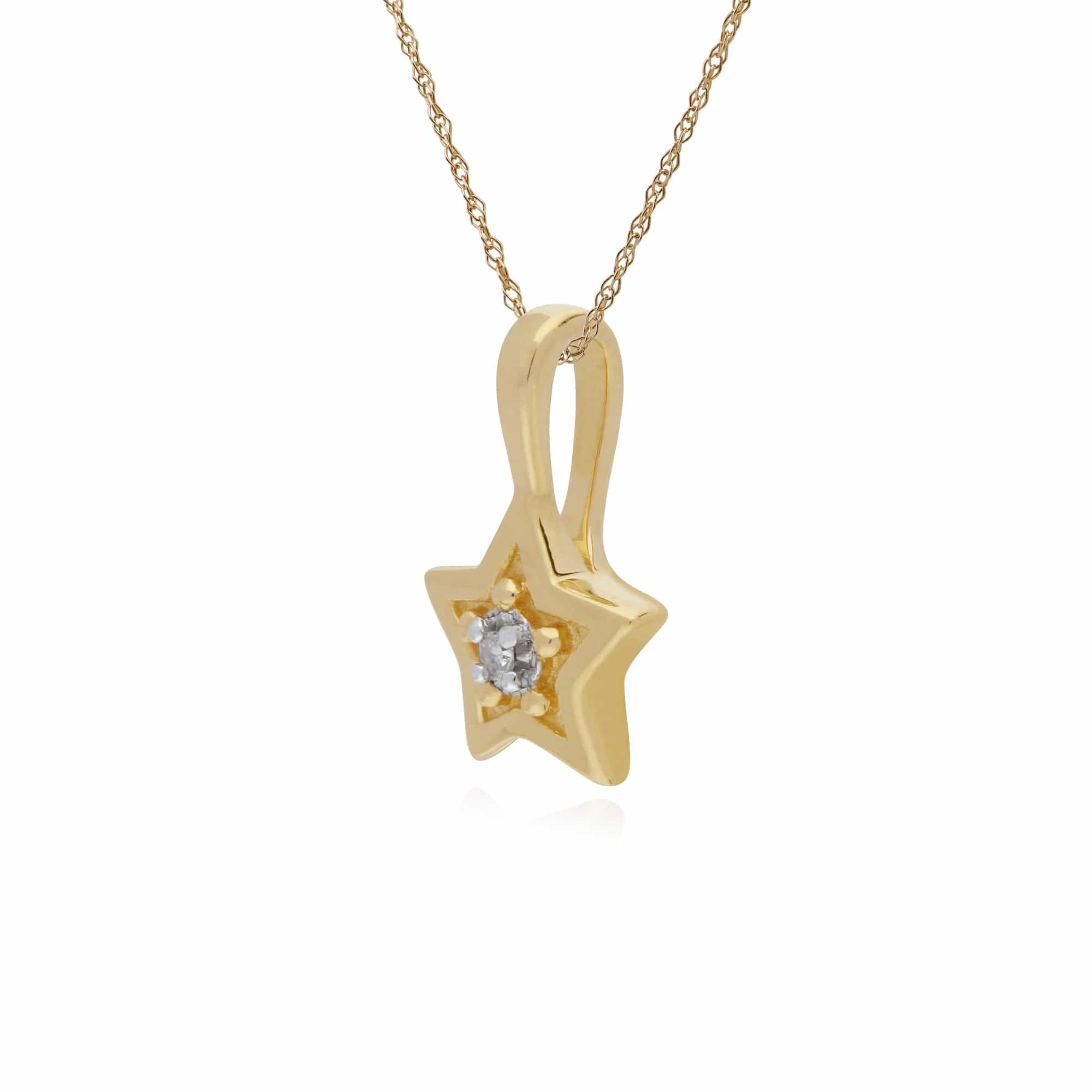 191P0726019 Classic Single Stone Round Diamond Star Pendant in 9ct Yellow Gold 2