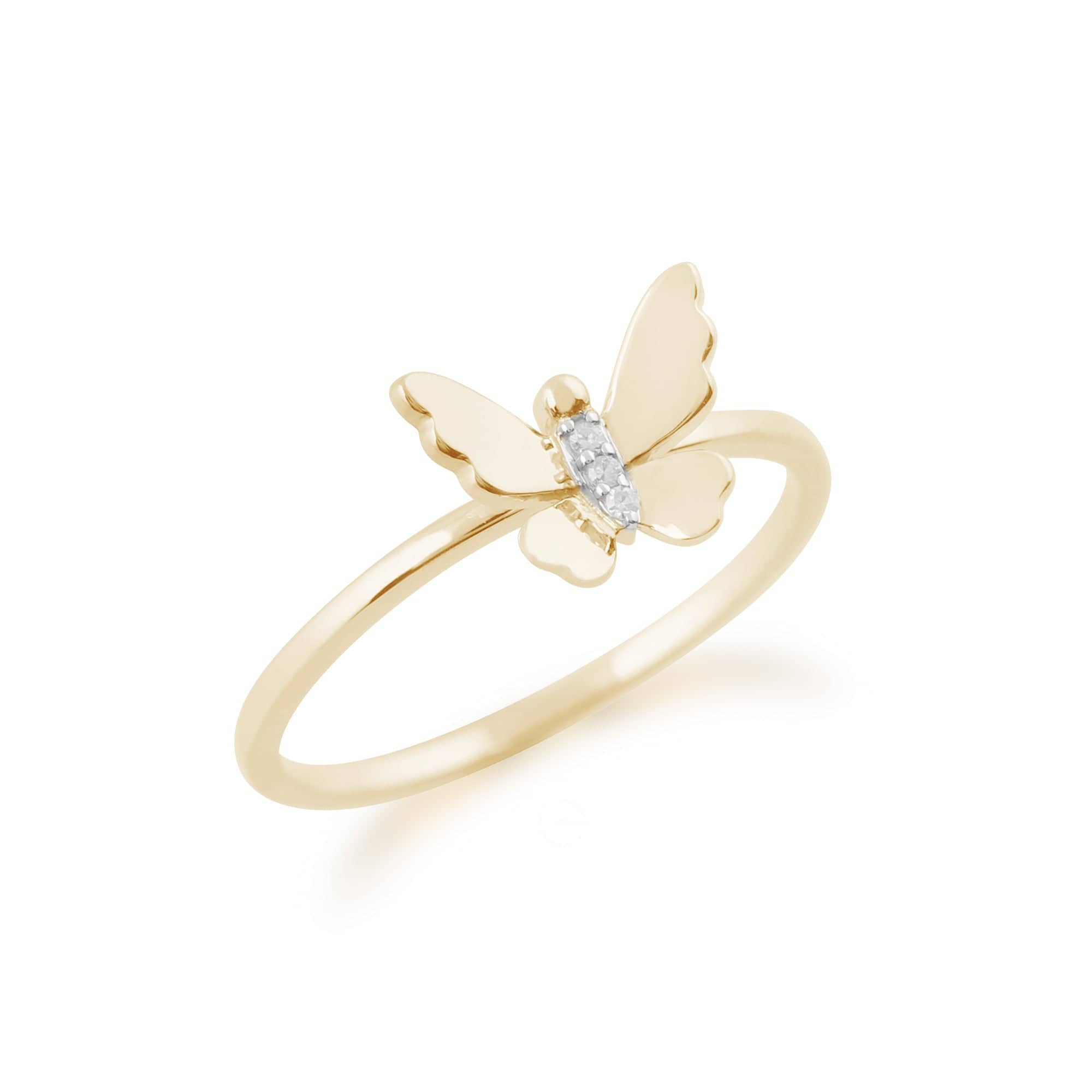 Gemondo 9ct Yellow Gold 0.01ct Diamond Butterfly Ring Image 2