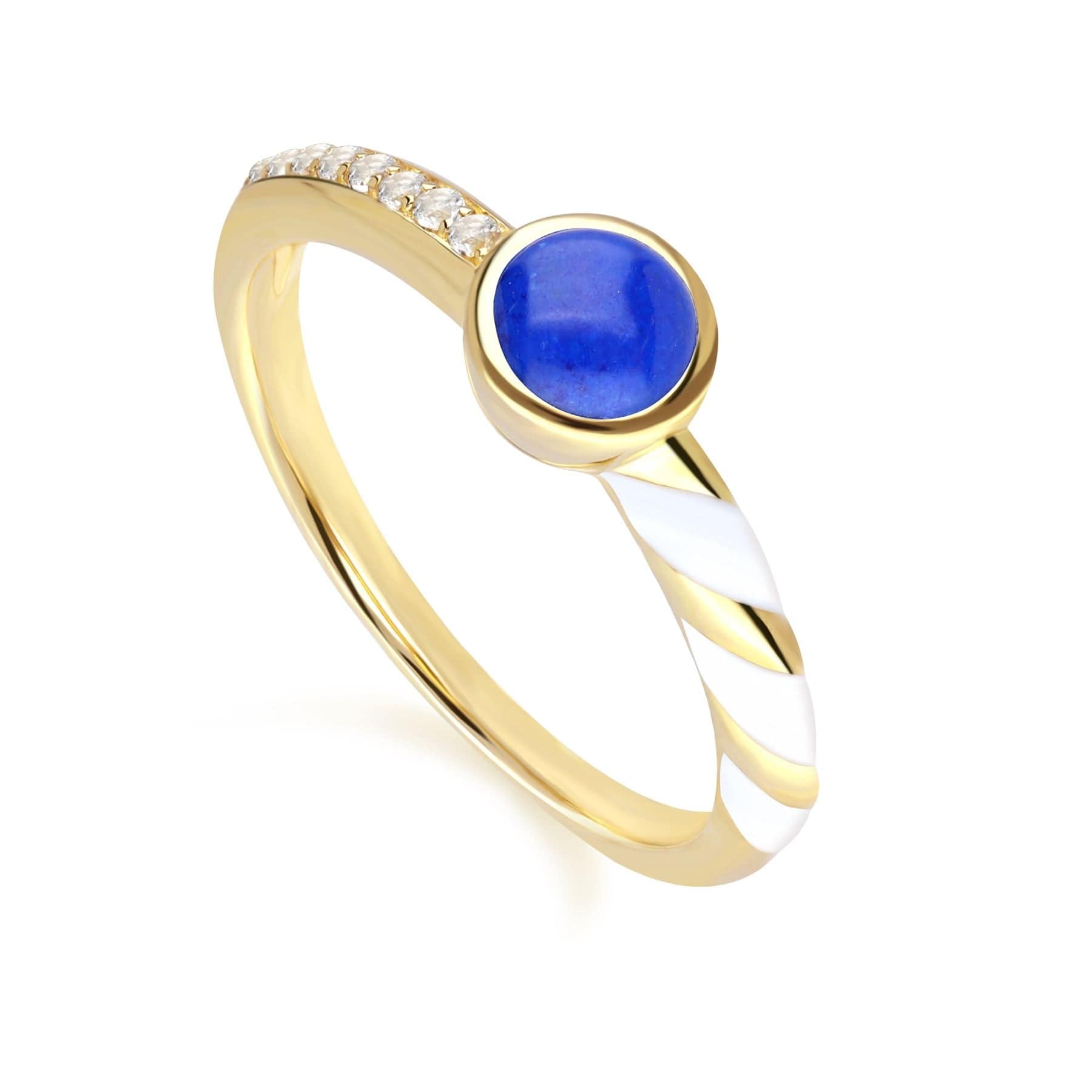 270R064601925 Siberian Waltz White Enamel & Lapis Lazuli Ring 1