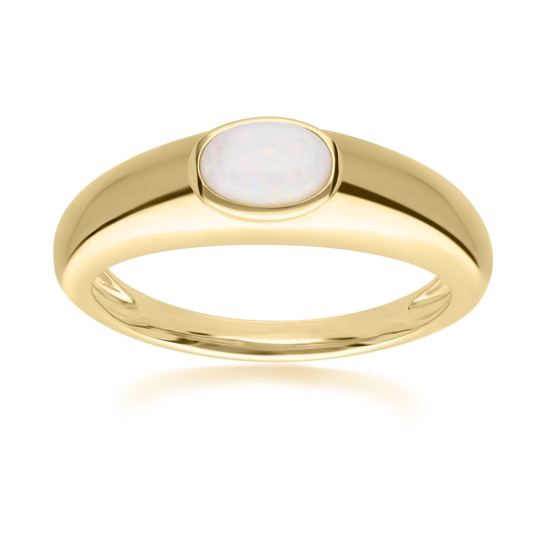 270R065201925 Modern Classic Oval Opal Ring in 18ct Gold Plated Silver 1