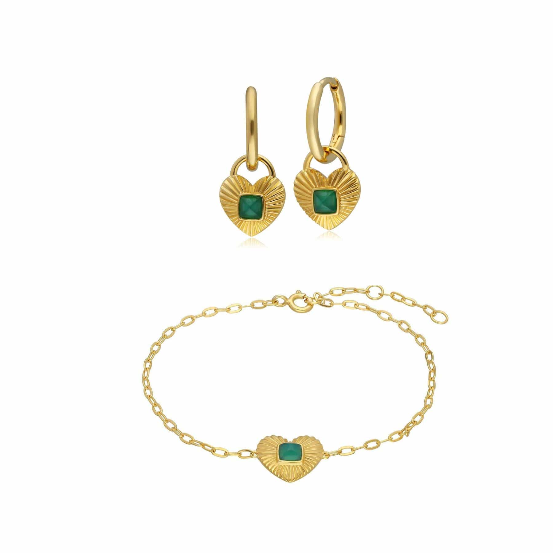 Queen of Hearts Chalcedony Hoop Earrings & Bracelet Set - Gemondo
