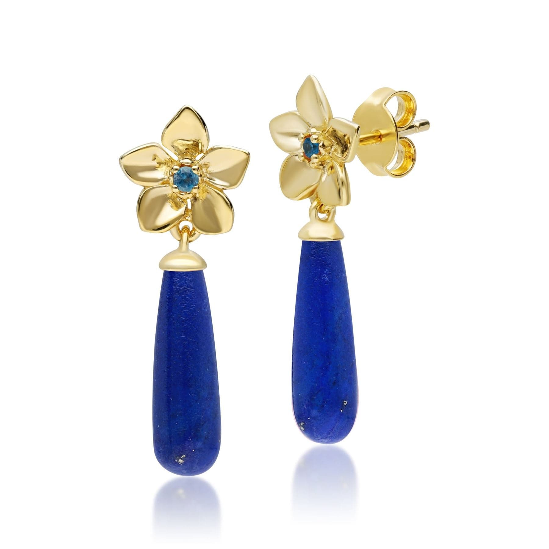 253E337502925 ECFEW™ Creator Lapis Lazuli & Blue Topaz Drop Earrings In Sterling Silver 1