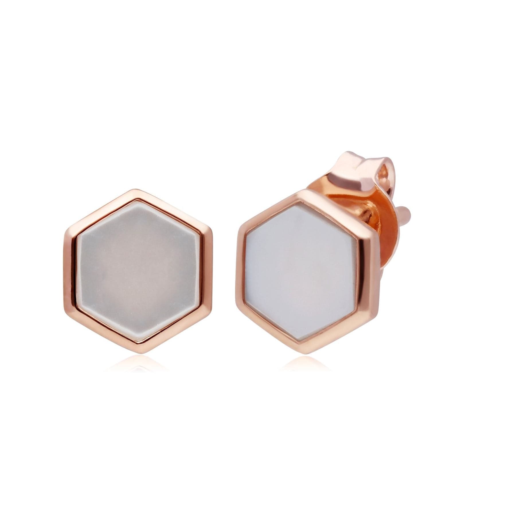 270E029803925 Micro Statement Mother of Pearl Stud Earrings in Rose Gold Plated  Silver 1