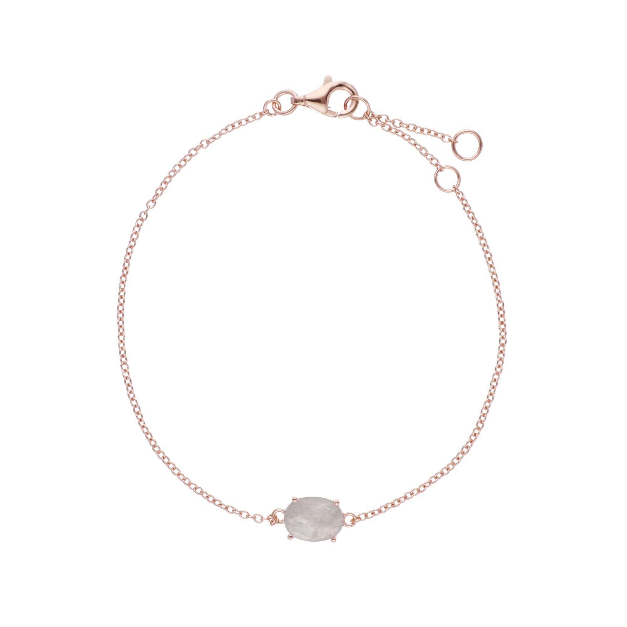 Gemondo Rose Gold Plated Sterling Silver Rainbow Moonstone Oval 19cm Bracelet - Gemondo