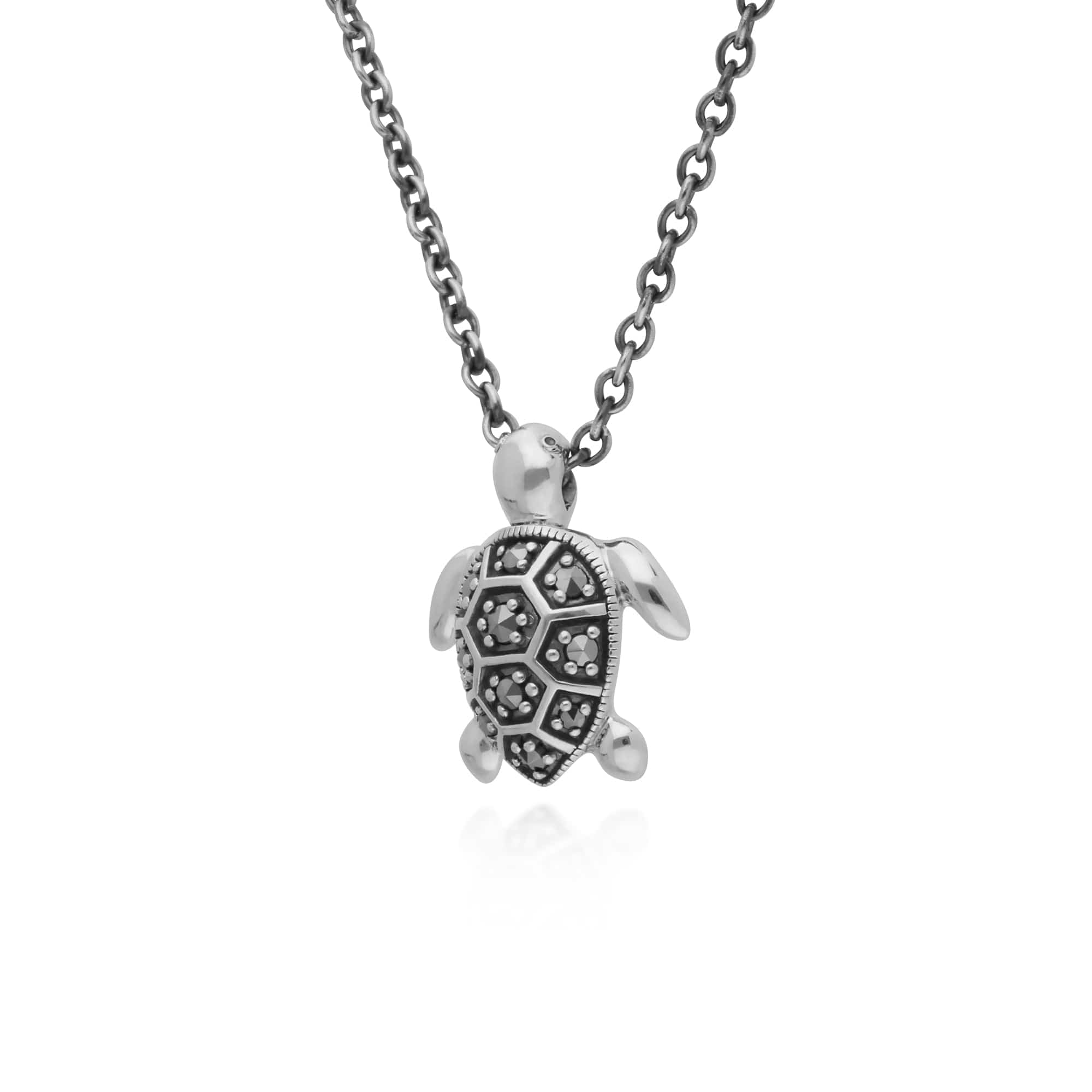 Gemondo Sterling Silver Marcasite Turtle 45cm Necklace - Gemondo