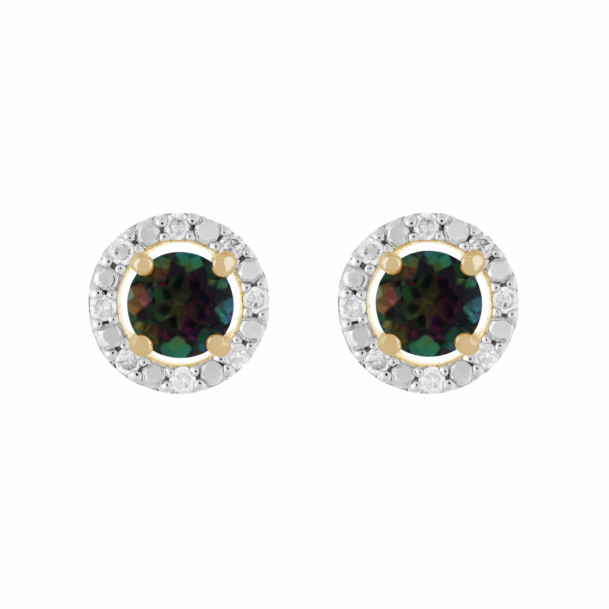 22523-191E0376019 Classic Round Mystic Topaz Stud Earrings with Detachable Diamond Round Earrings Jacket Set in 9ct Yellow Gold 1