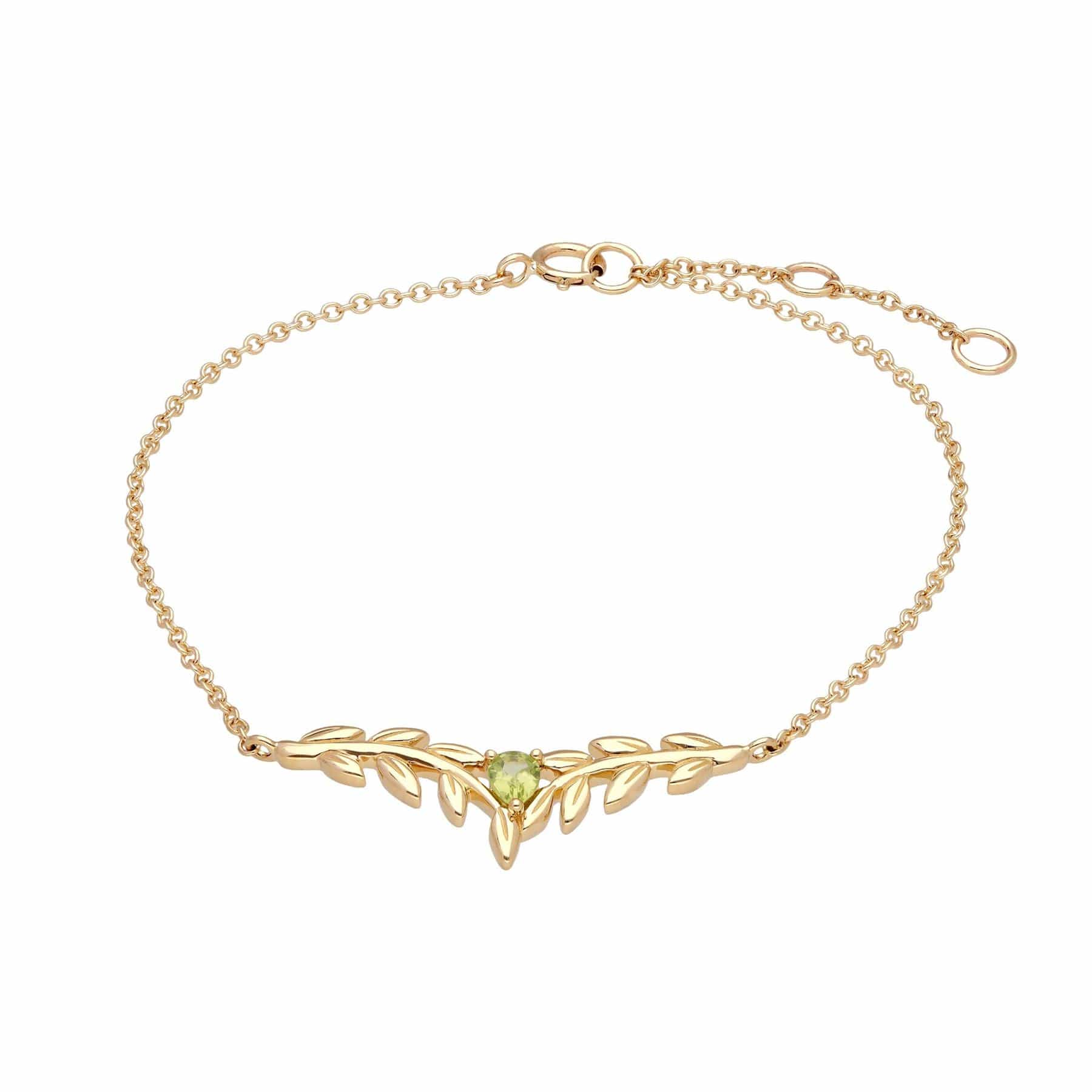 135L0309019 O Leaf Peridot Bracelet in 9ct Yellow Gold 1