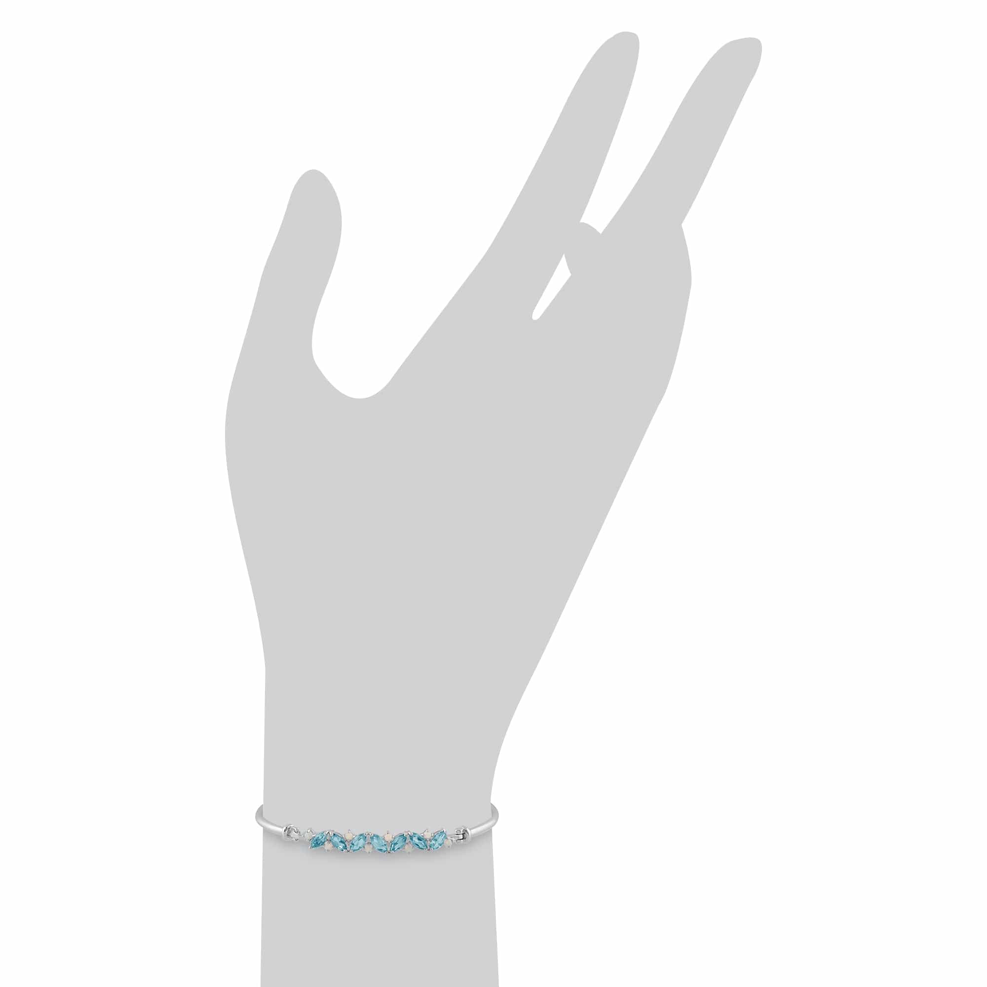 Classic Marquise Topaz & Opal Bangle in 925 Sterling Silver Scale Image
