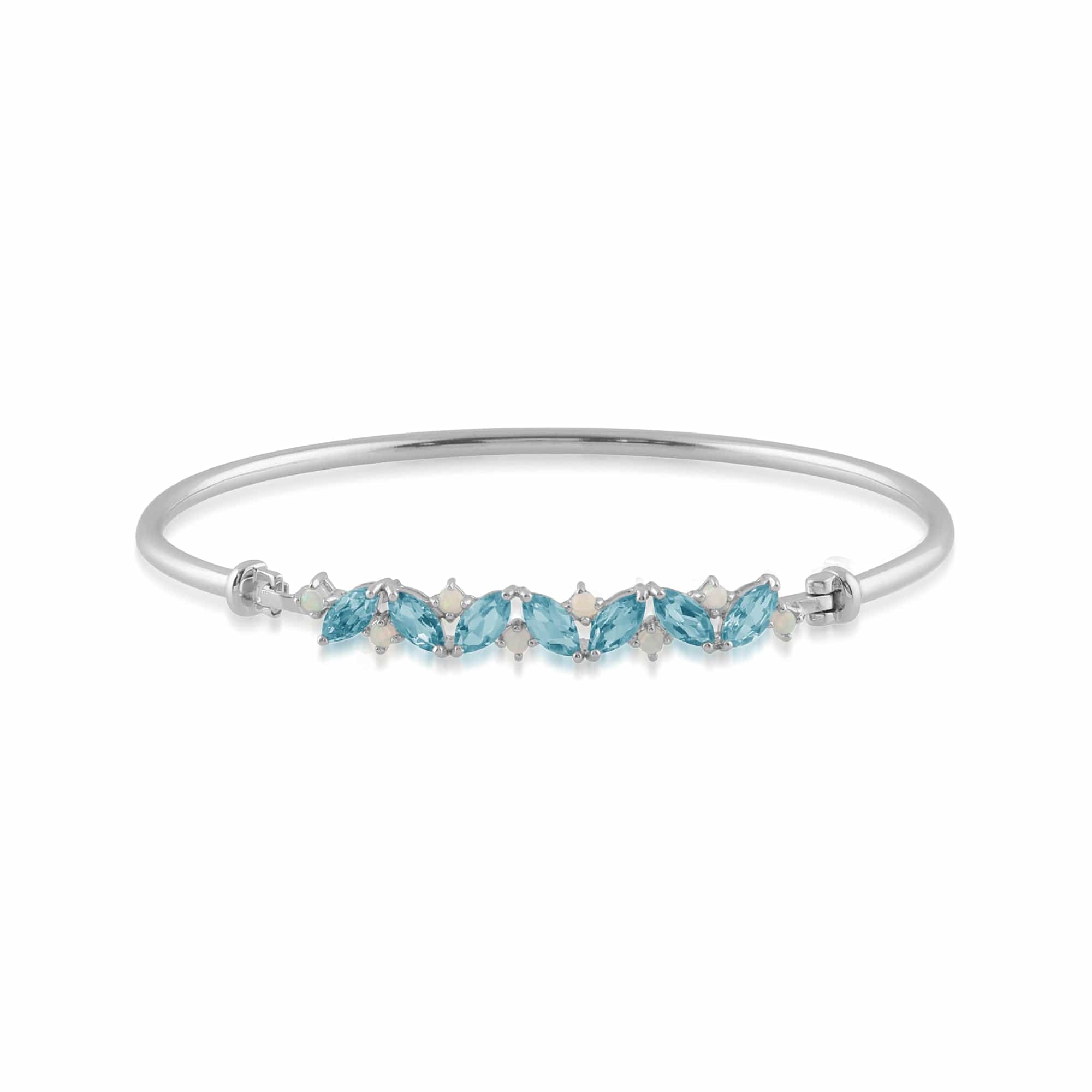 Classic Marquise Topaz & Opal Bangle in 925 Sterling Silver