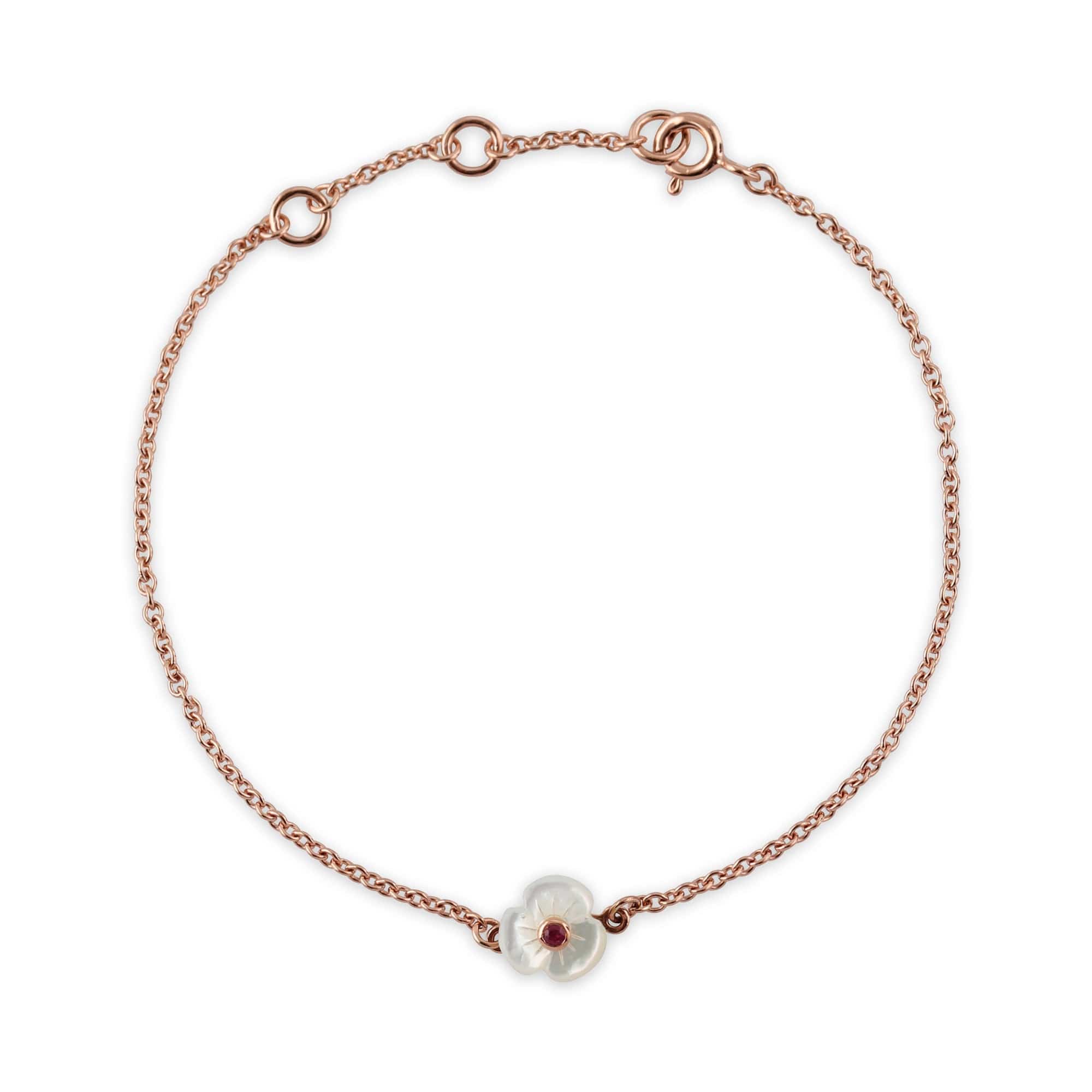 Floral Mother of Pearl & Ruby Bracelet Image 2