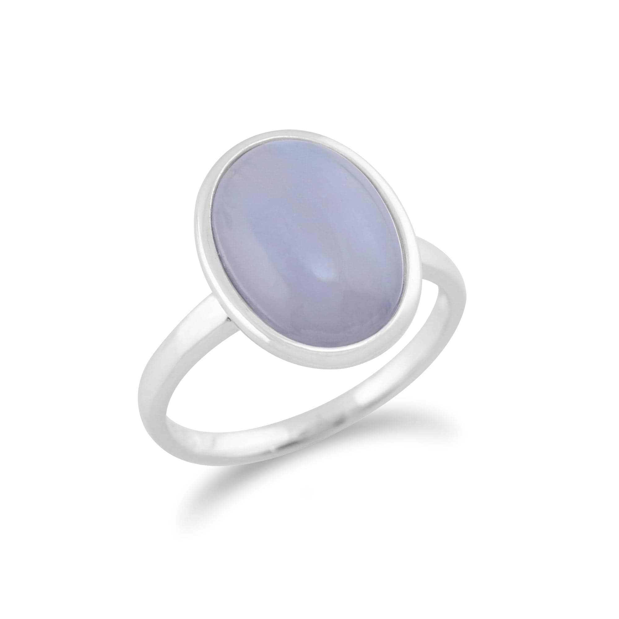 253R478402925 Classic Oval Blue Lace Agate Bezel Set Cocktail Ring in 925 Sterling Silver 2