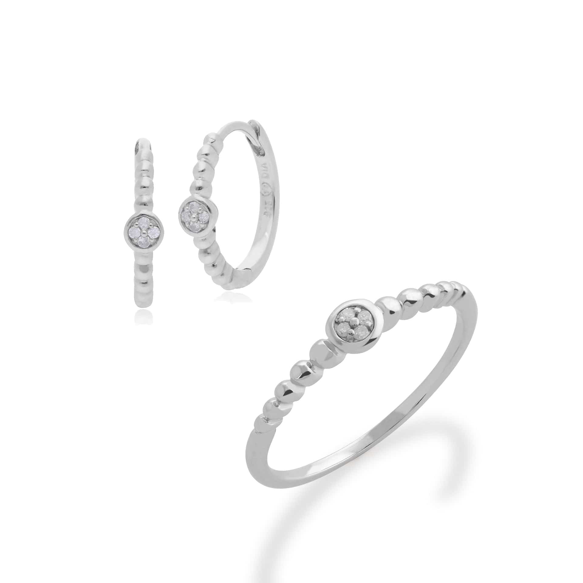 253E229301925-253R484701925 Essential Round Diamond Hoop Earrings & Ring Set in 925 Sterling Silver 1