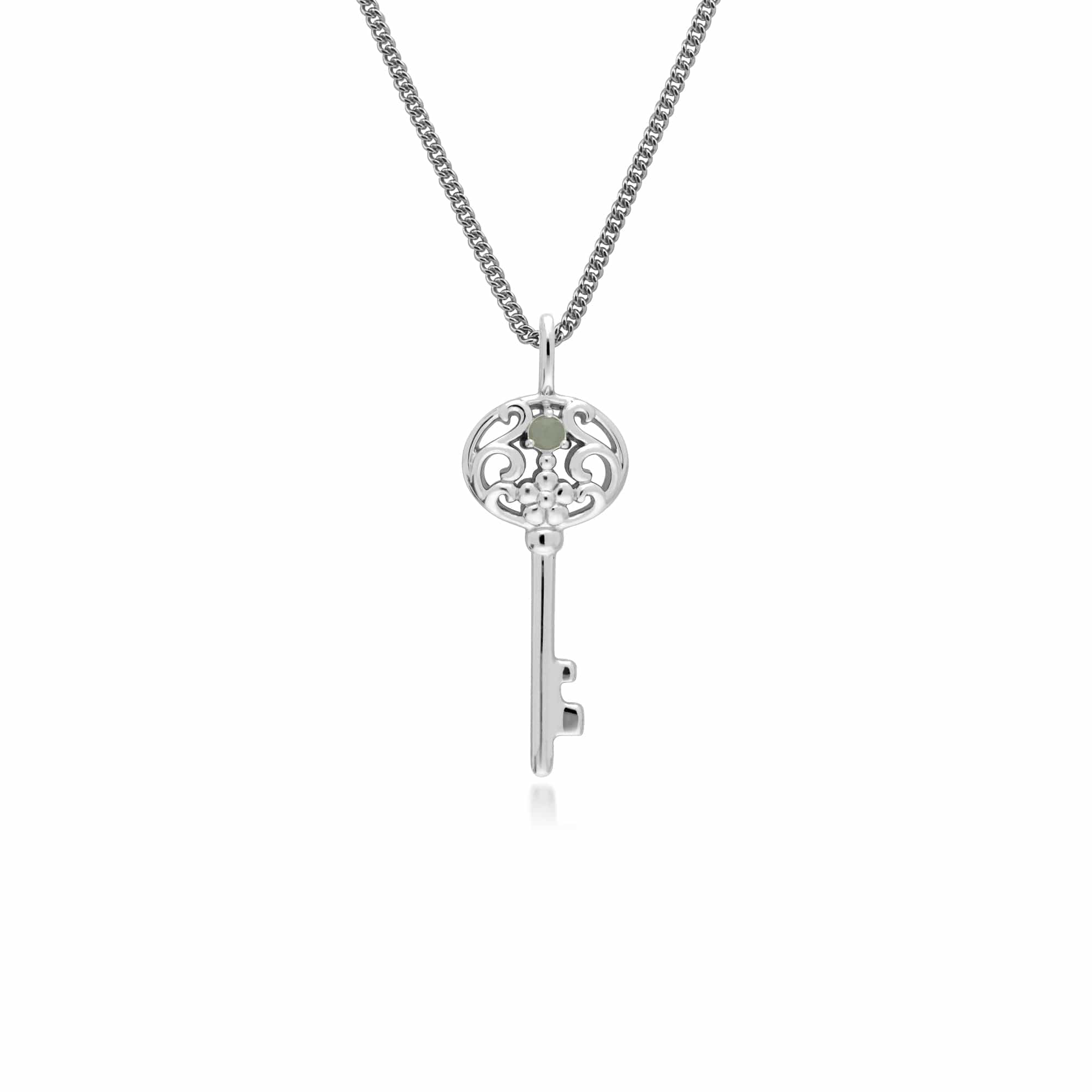Gemondo Sterling Silver Jade Big Key Charm - Gemondo