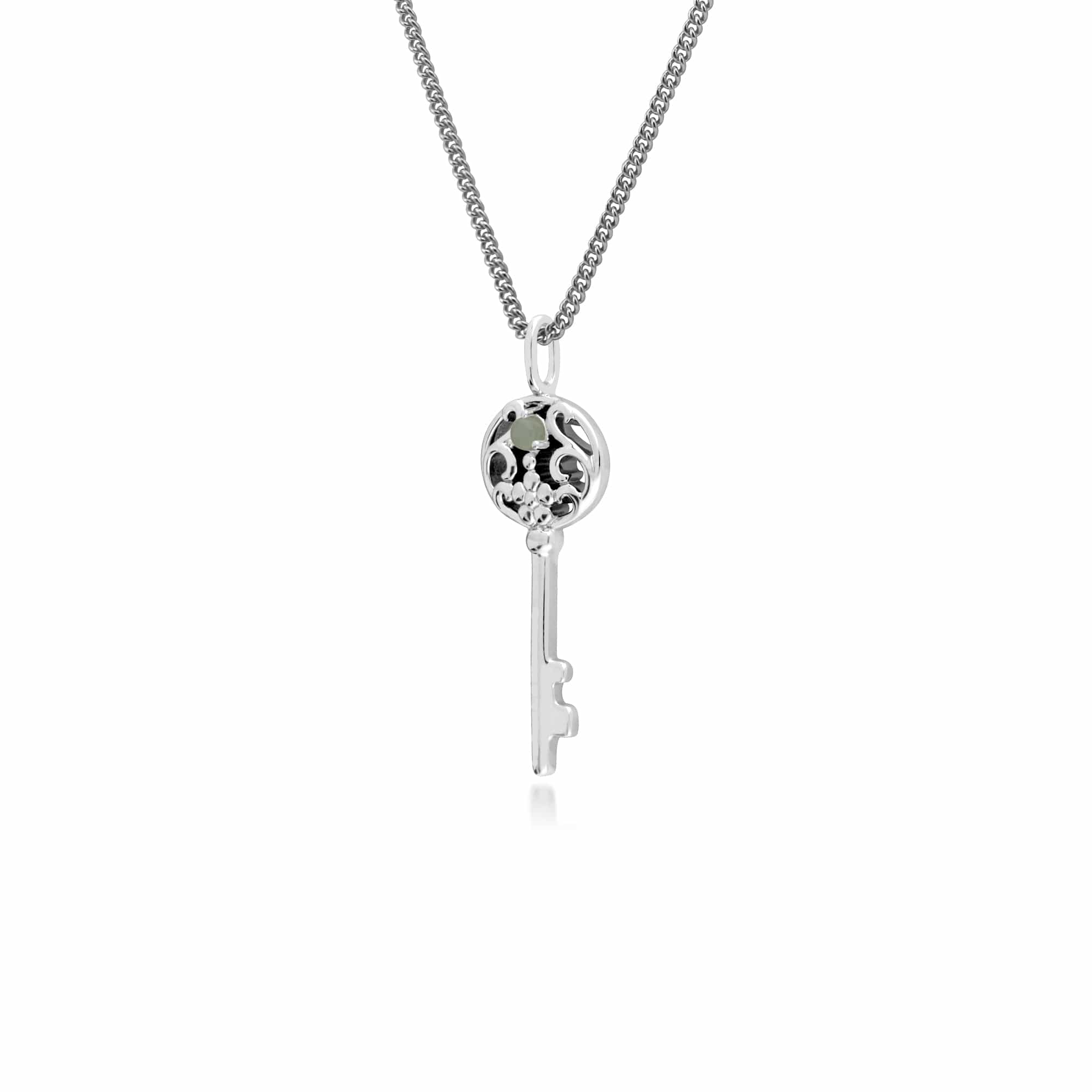 Gemondo Sterling Silver Jade Big Key Charm - Gemondo