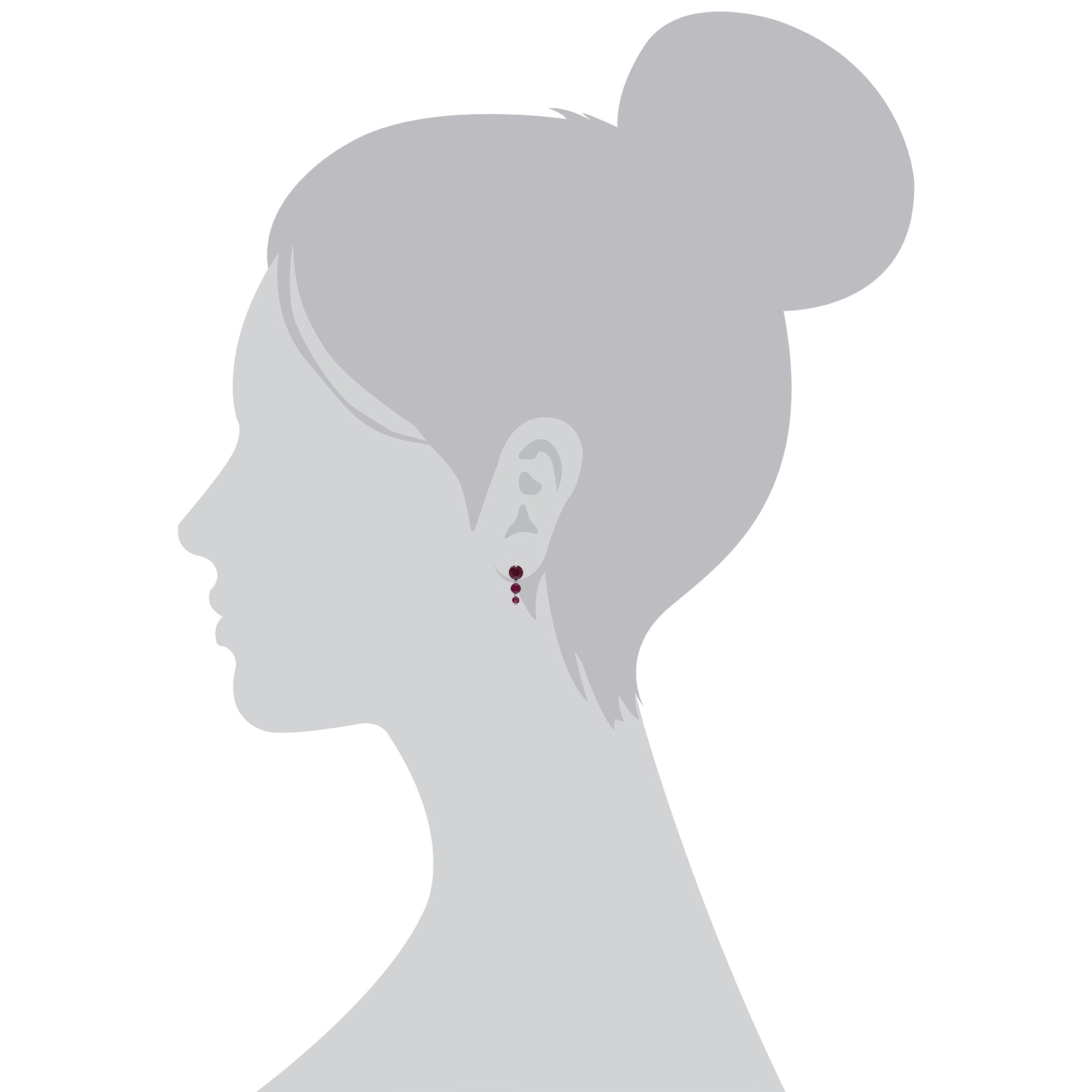 Classic Round Ruby Gradient Drop Stud Earrings in 925 Sterling Silver - Gemondo