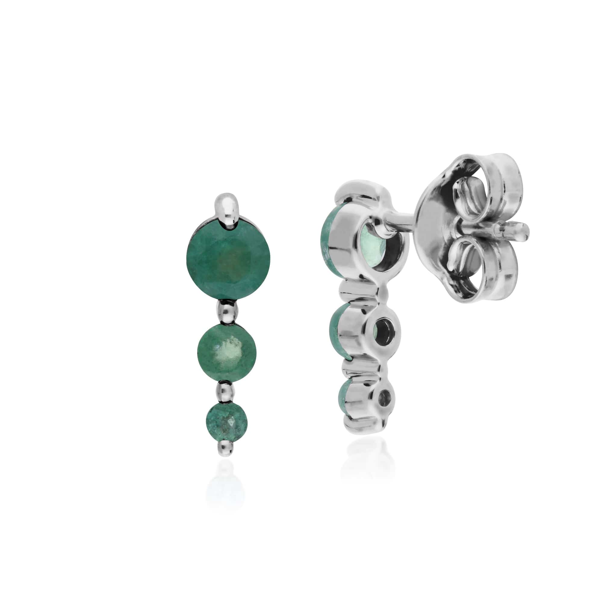 270E025507925 Classic Round Emerald Gradient Drop Stud Earrings in 925 Sterling Silver 2