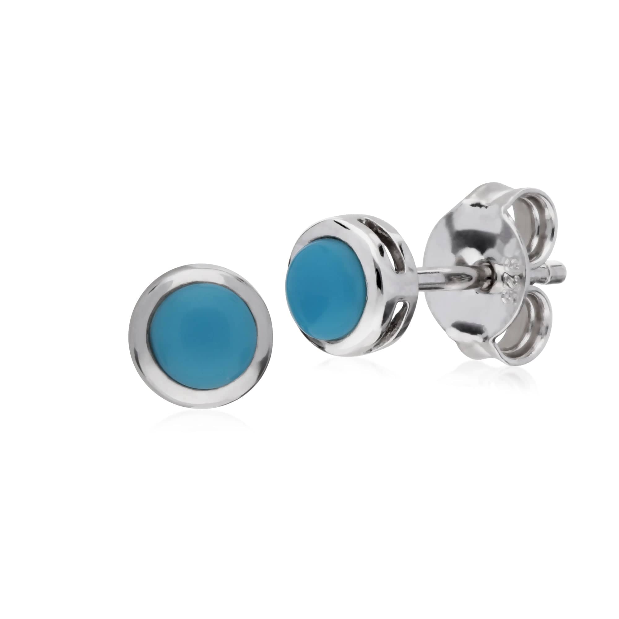 270E025901925 Gemondo Sterling Silver Simple Turquoise Bezel Round Stud Earrings 1