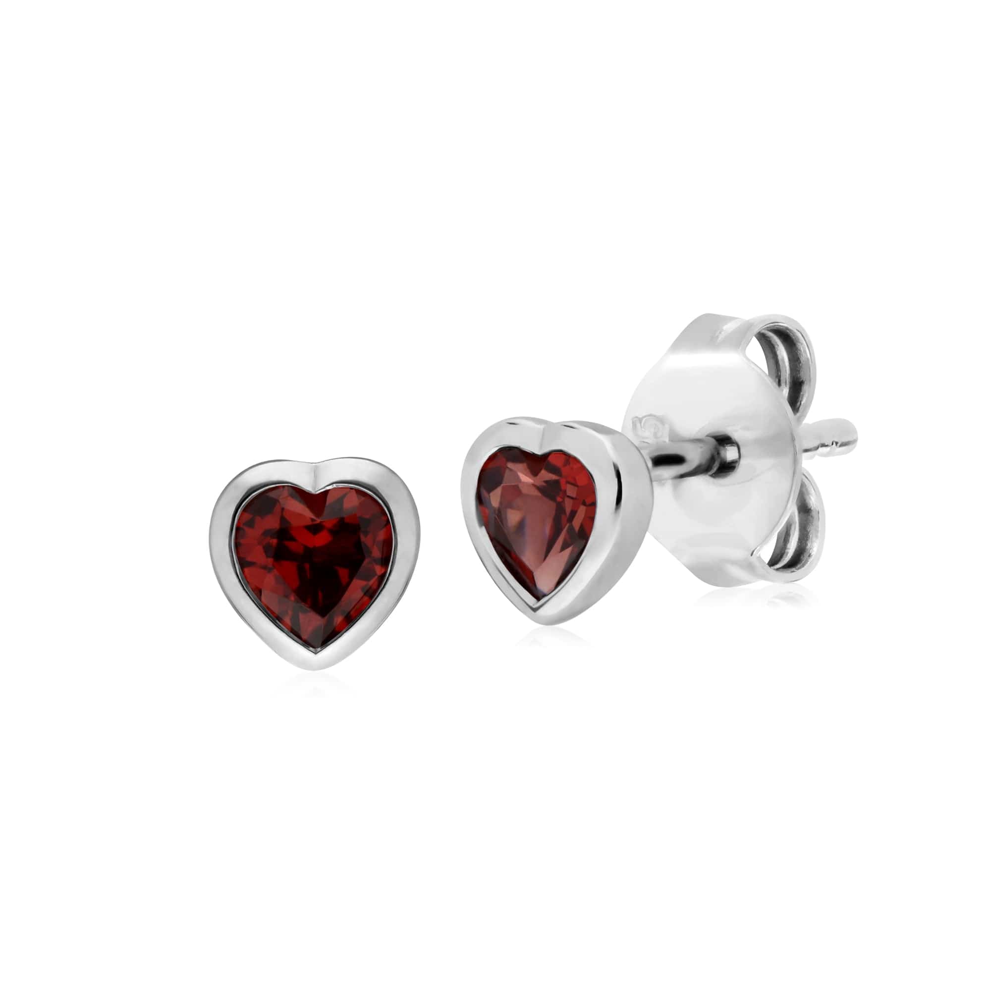 270E026103925 Essential Heart Shaped Garnet Stud Earrings in 925 Sterling Silver 4.5mm 1