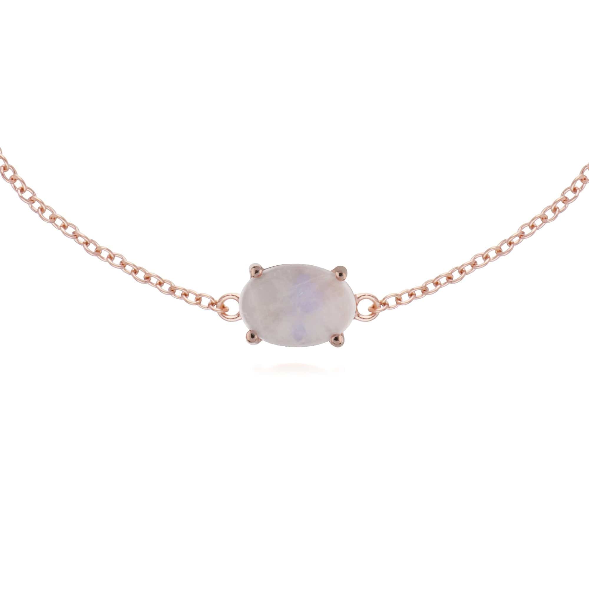 Gemondo Rose Gold Plated Sterling Silver Rainbow Moonstone Oval 19cm Bracelet - Gemondo