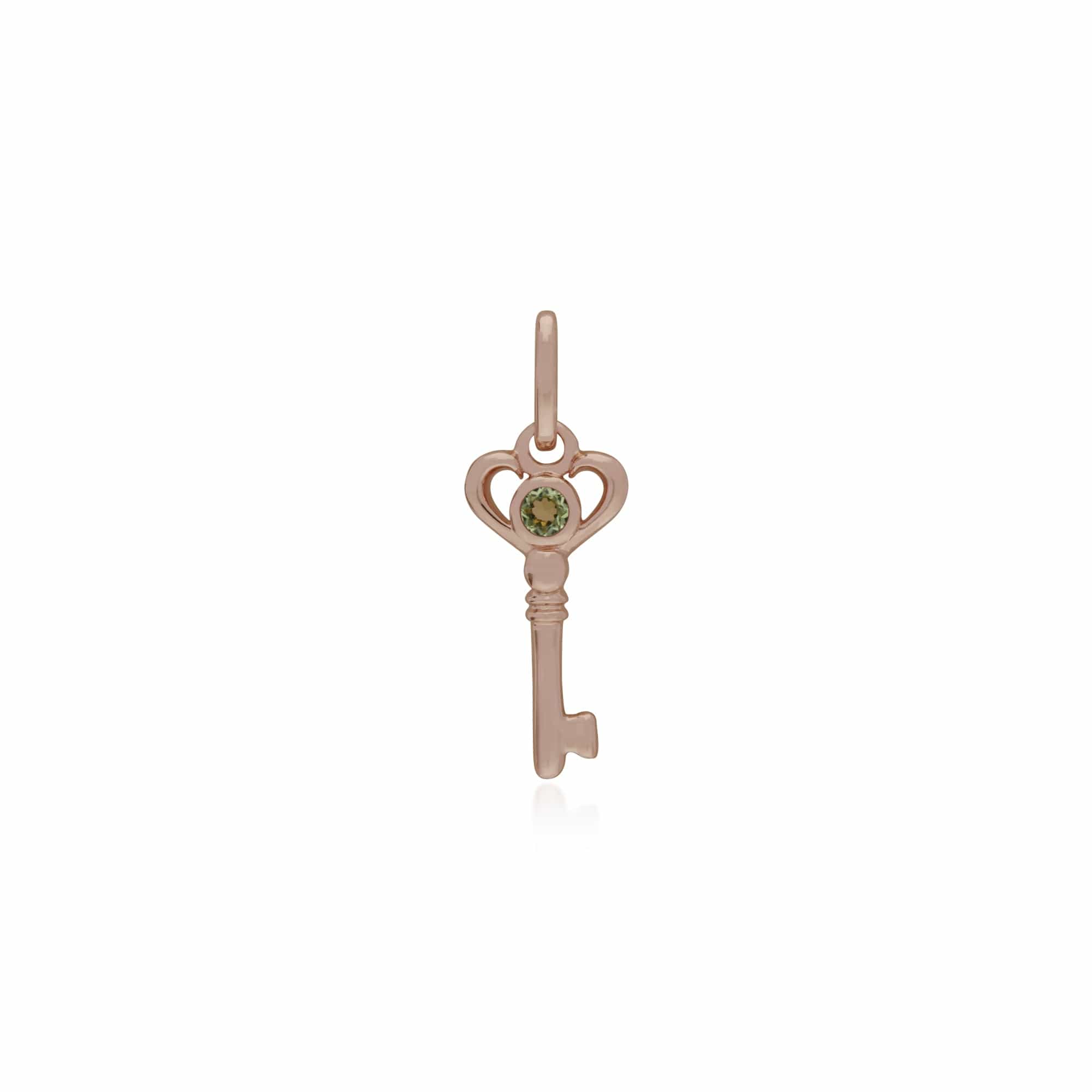 270P026307925-270P026901925 Classic Heart Lock Pendant & Peridot Key Charm in Rose Gold Plated 925 Sterling Silver 2