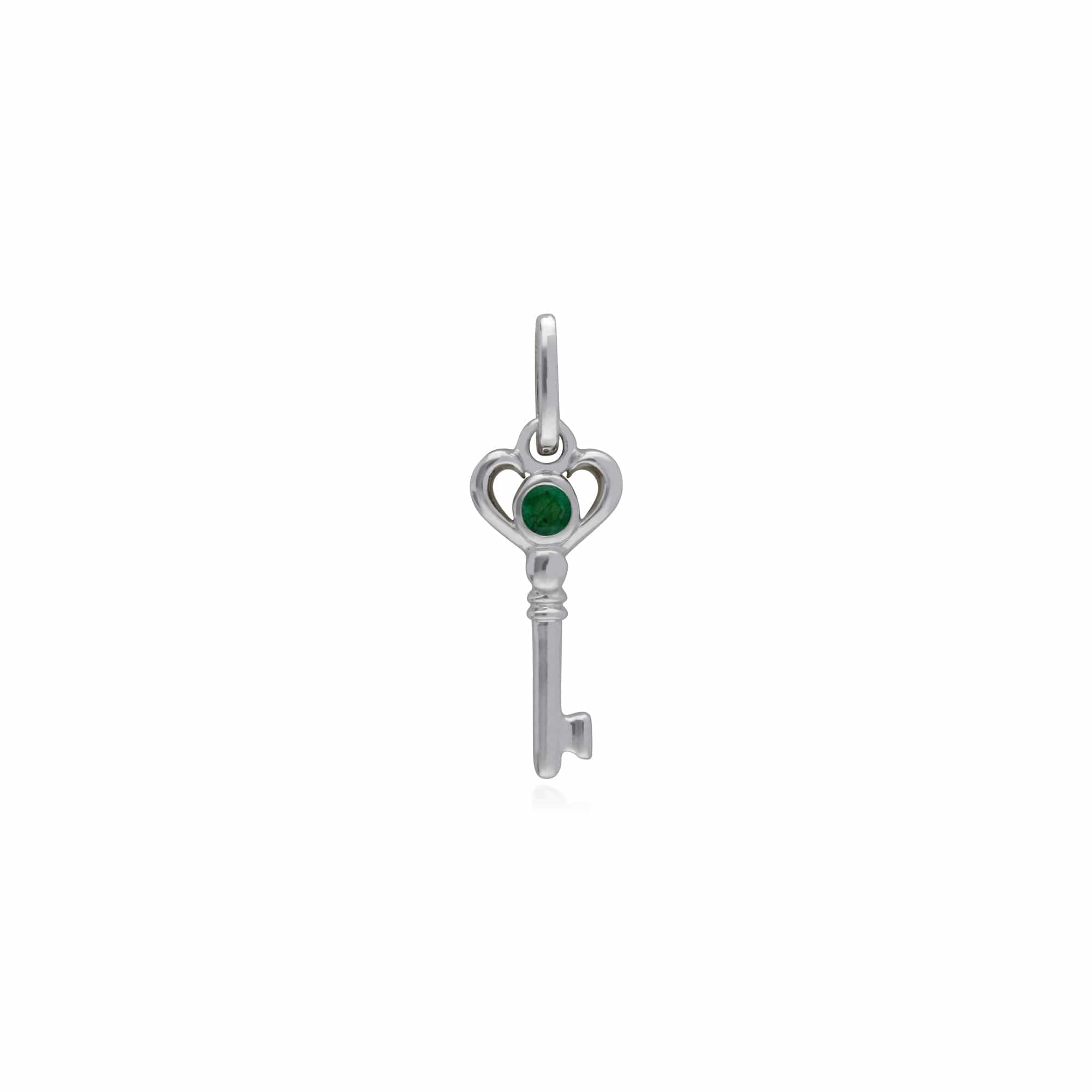 270P026401925-270P027001925 Classic Heart Lock Pendant & Emerald Key Charm in 925 Sterling Silver 2