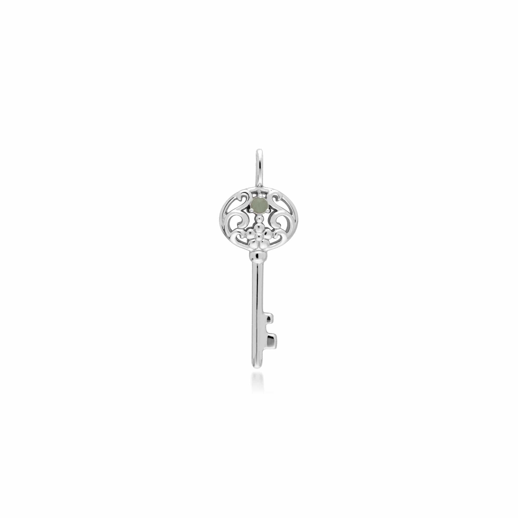 270P026802925-270P027001925 Classic Heart Lock Pendant & Jade Big Key Charm in 925 Sterling Silver 2