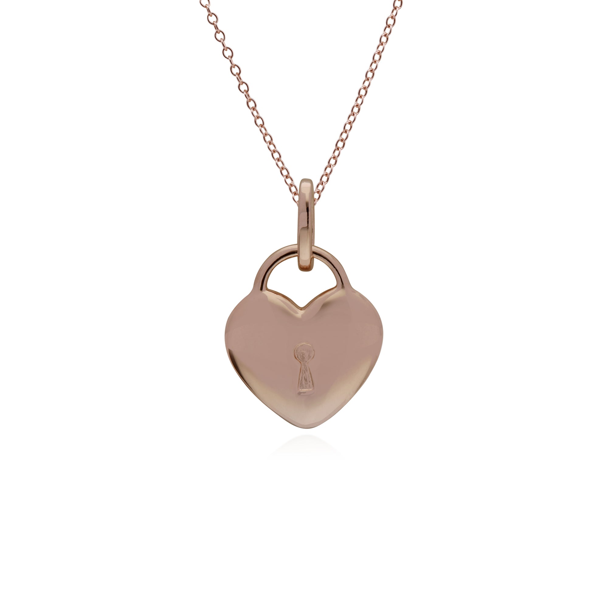 270P027306925-270P026901925 Classic Heart Lock Pendant & Tanzanite Charm in Rose Gold Plated 925 Sterling Silver 3