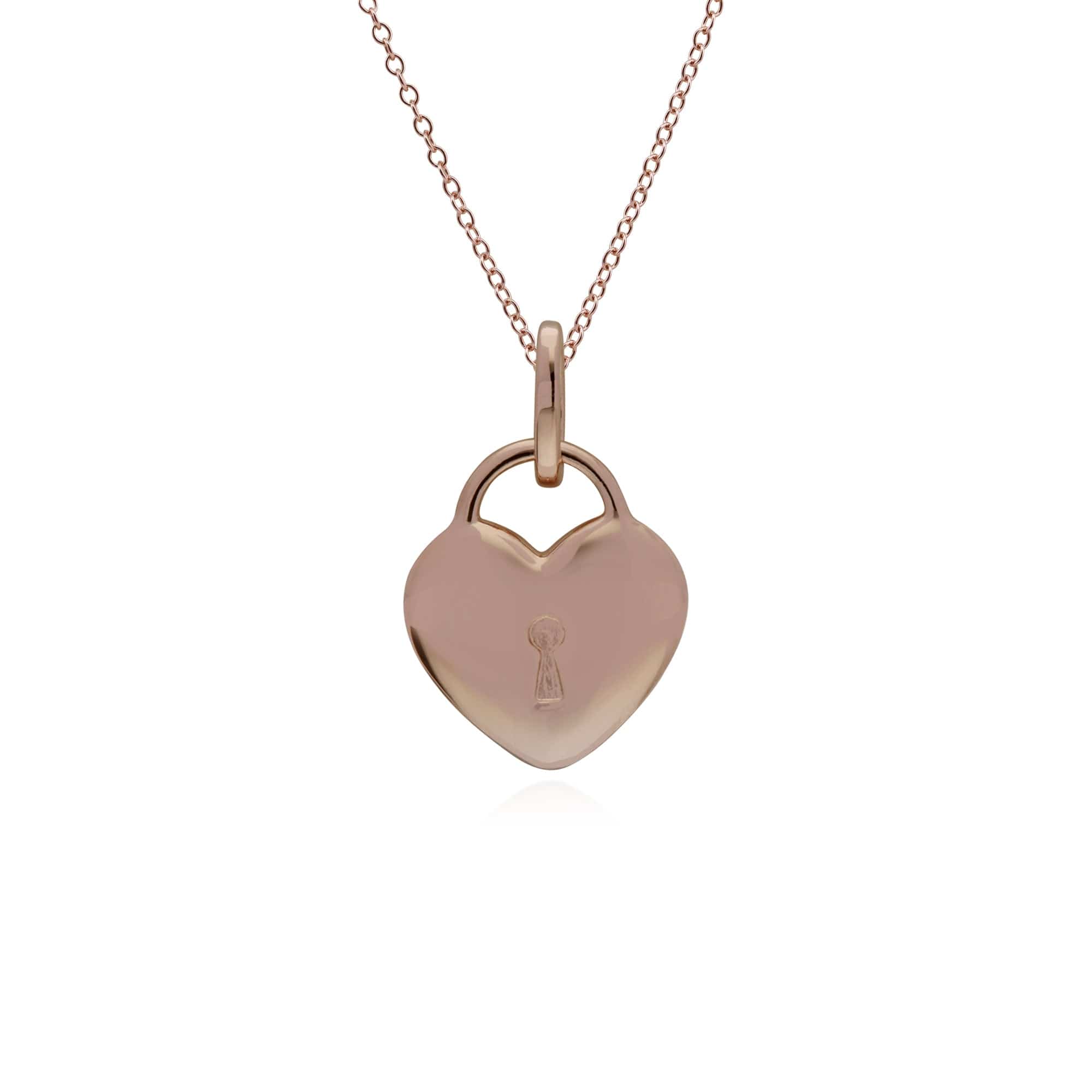 270P026307925-270P026901925 Classic Heart Lock Pendant & Peridot Key Charm in Rose Gold Plated 925 Sterling Silver 3