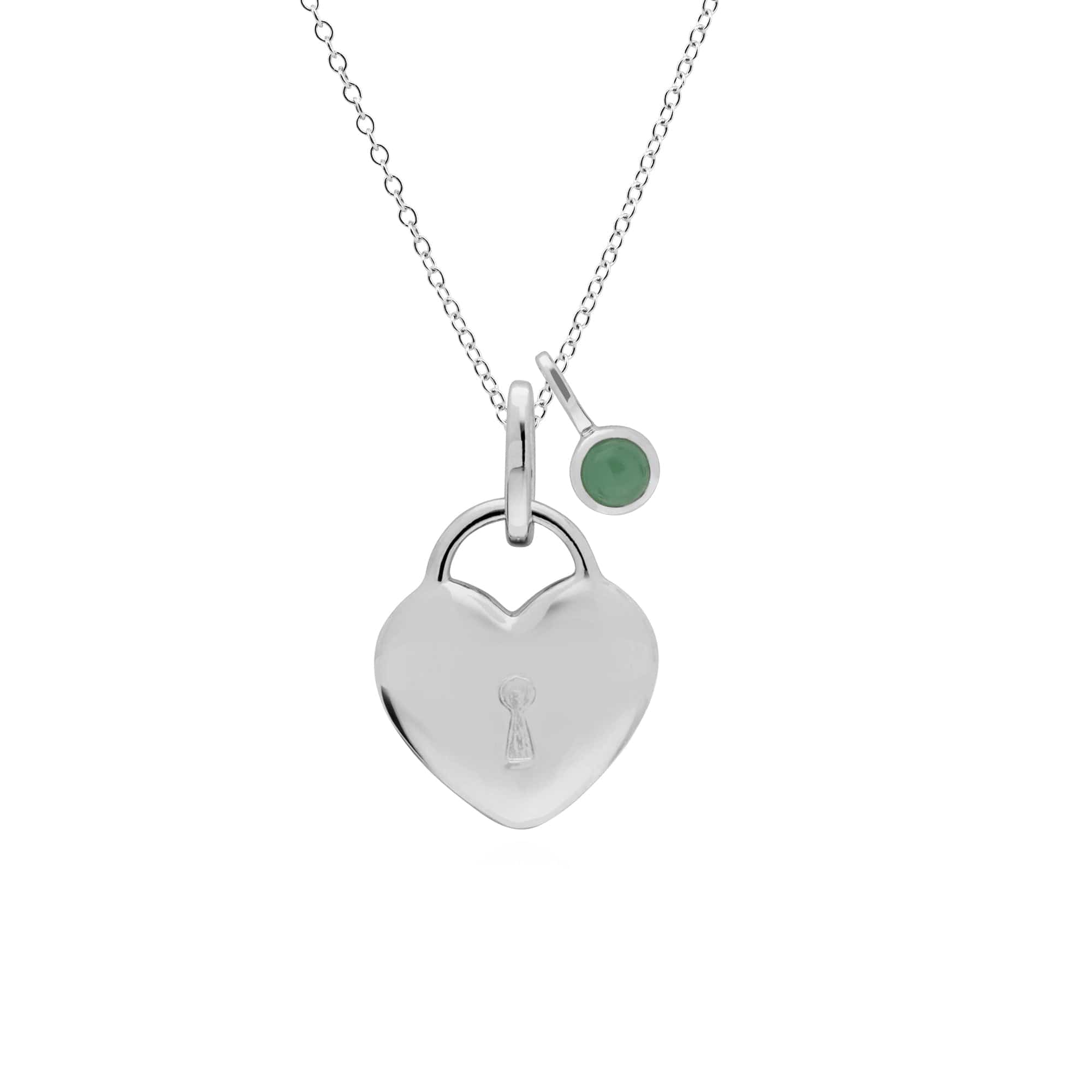 270P028403925-270P027001925 Classic Heart Lock Pendant & Jade Charm in 925 Sterling Silver 1