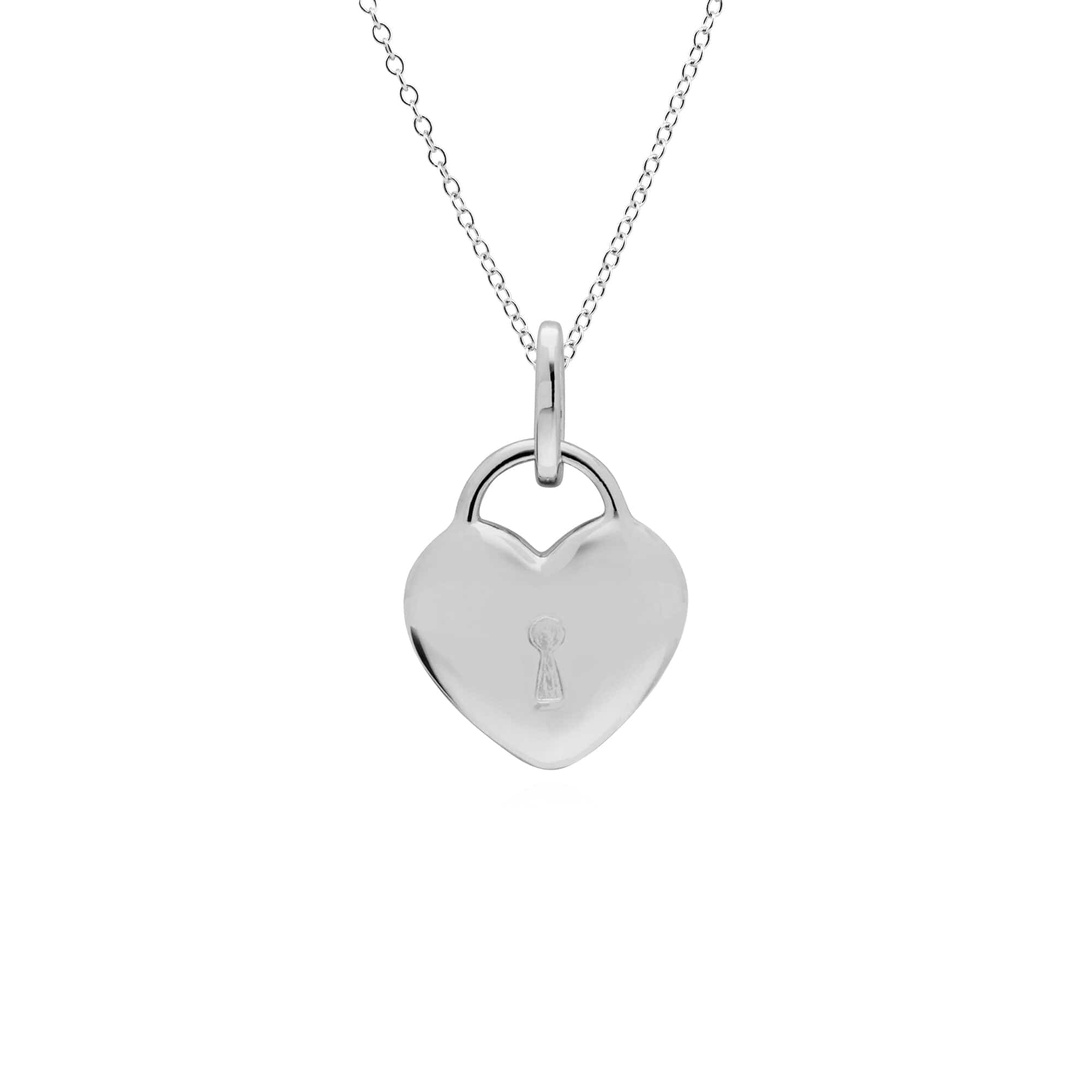 270P028401925-270P027001925 Classic Heart Lock Pendant & Rainbow Moonstone Charm in 925 Sterling Silver 3
