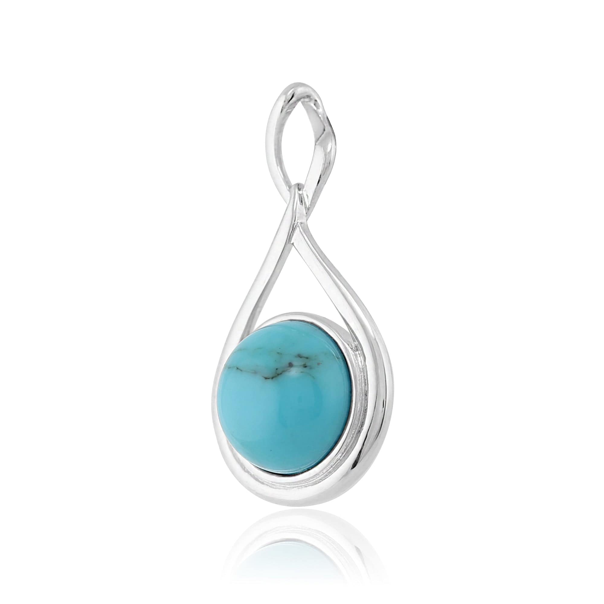 271P009601925 Modern Round Turquoise Cabochon Pendant in 925 Sterling Silver 2