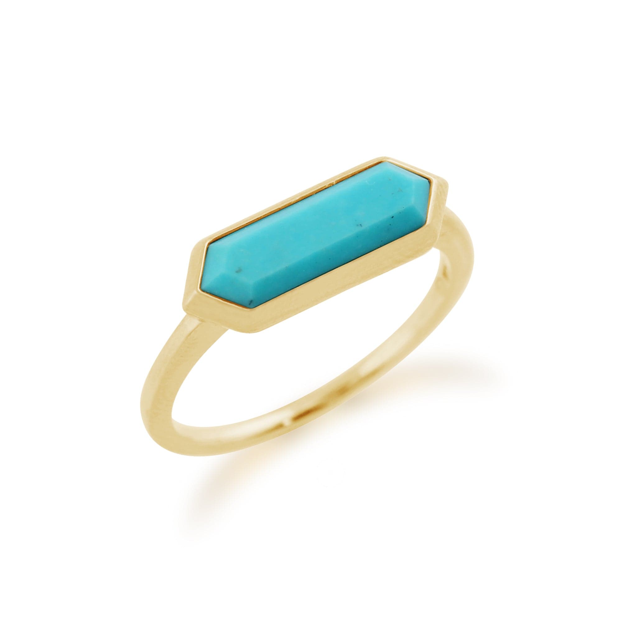 271R018601925 Geometric Hexagon Gold Plated Silver Turquoise Ring 2
