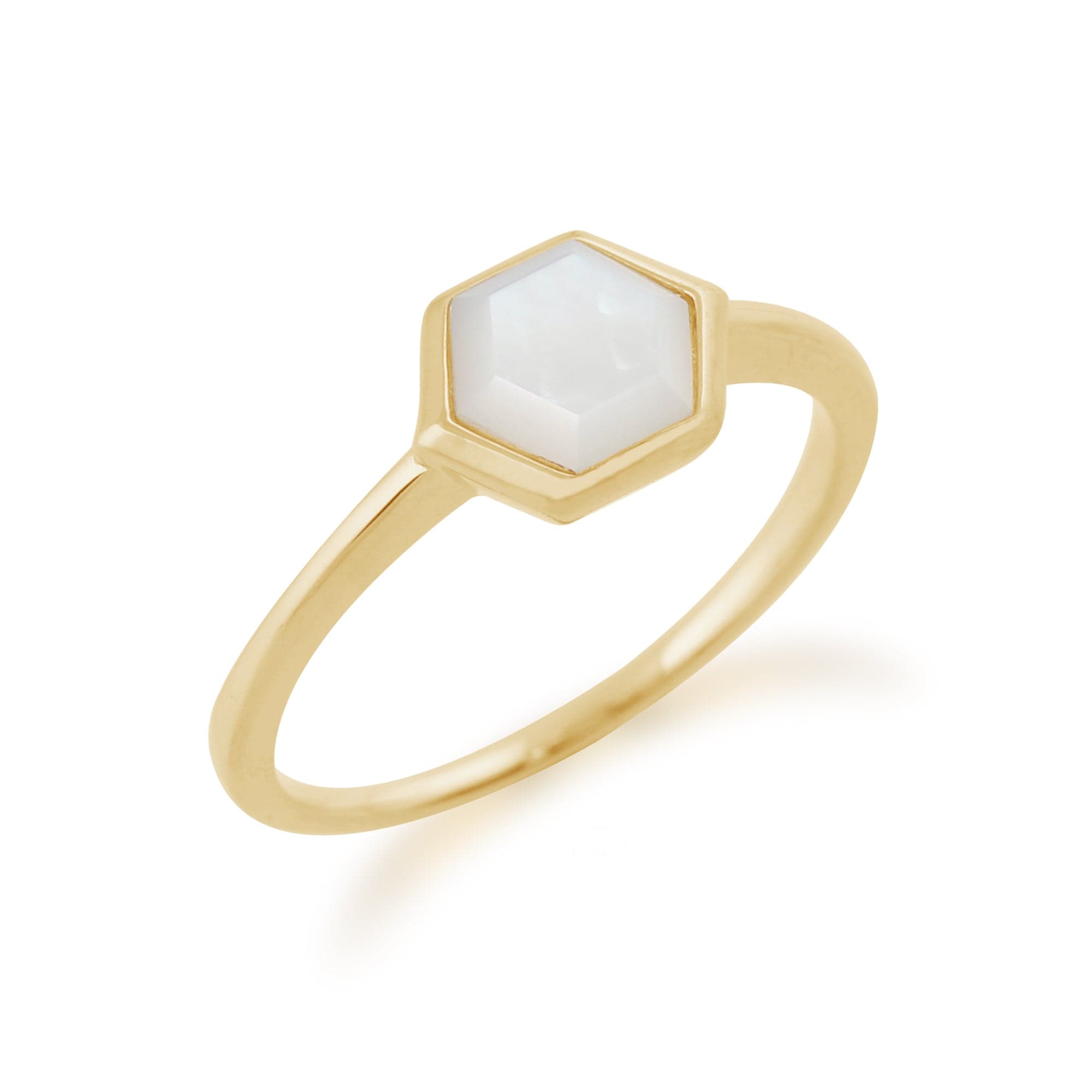 271R018703925 Gold Plated Silver Mother of Pearl Hexagonal  Ring 2