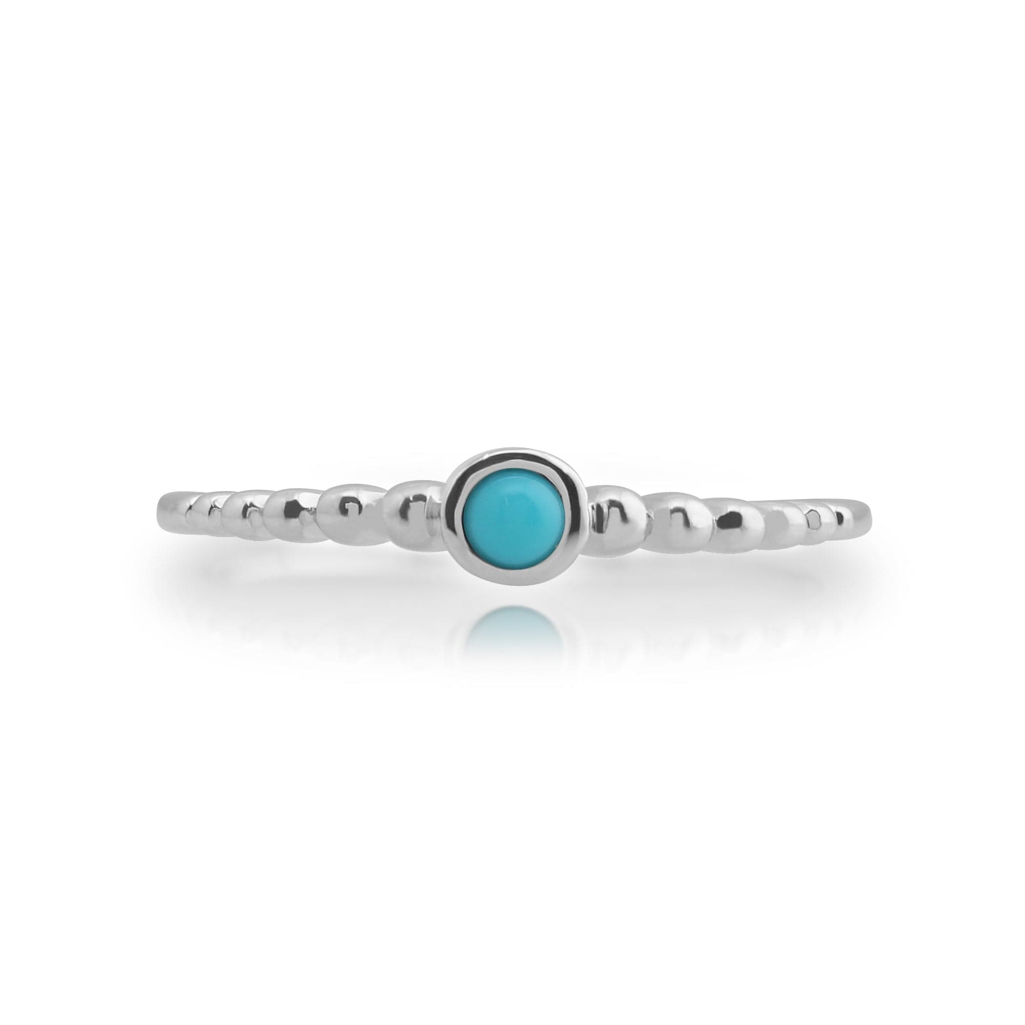 271R021101925 Essential Round Turquoise Bezel Set Stack Ring in 925 Sterling Silver 2