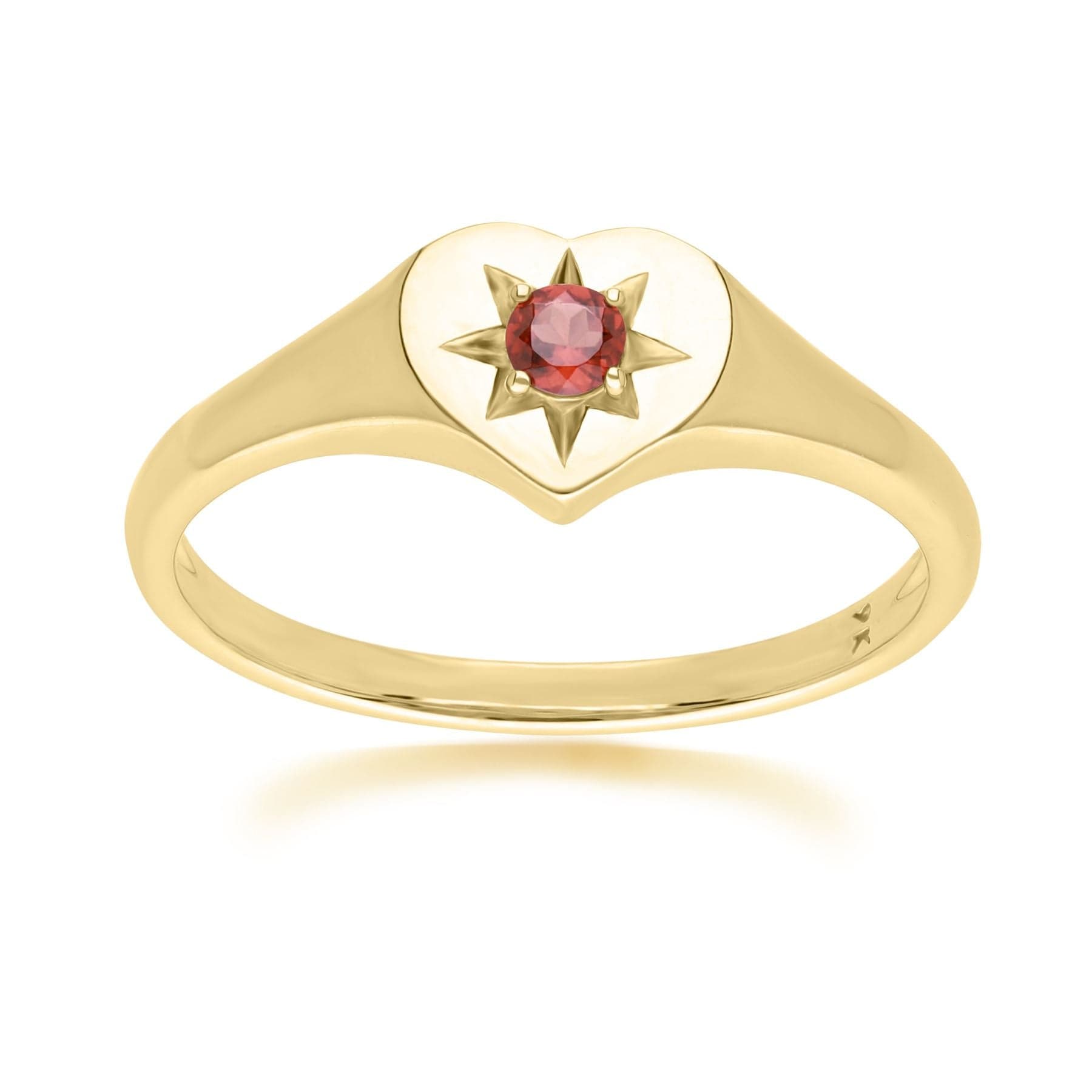 135R2055059 ECFEW™ 'The Liberator' Garnet Heart Ring in 9ct Yellow Gold Front
